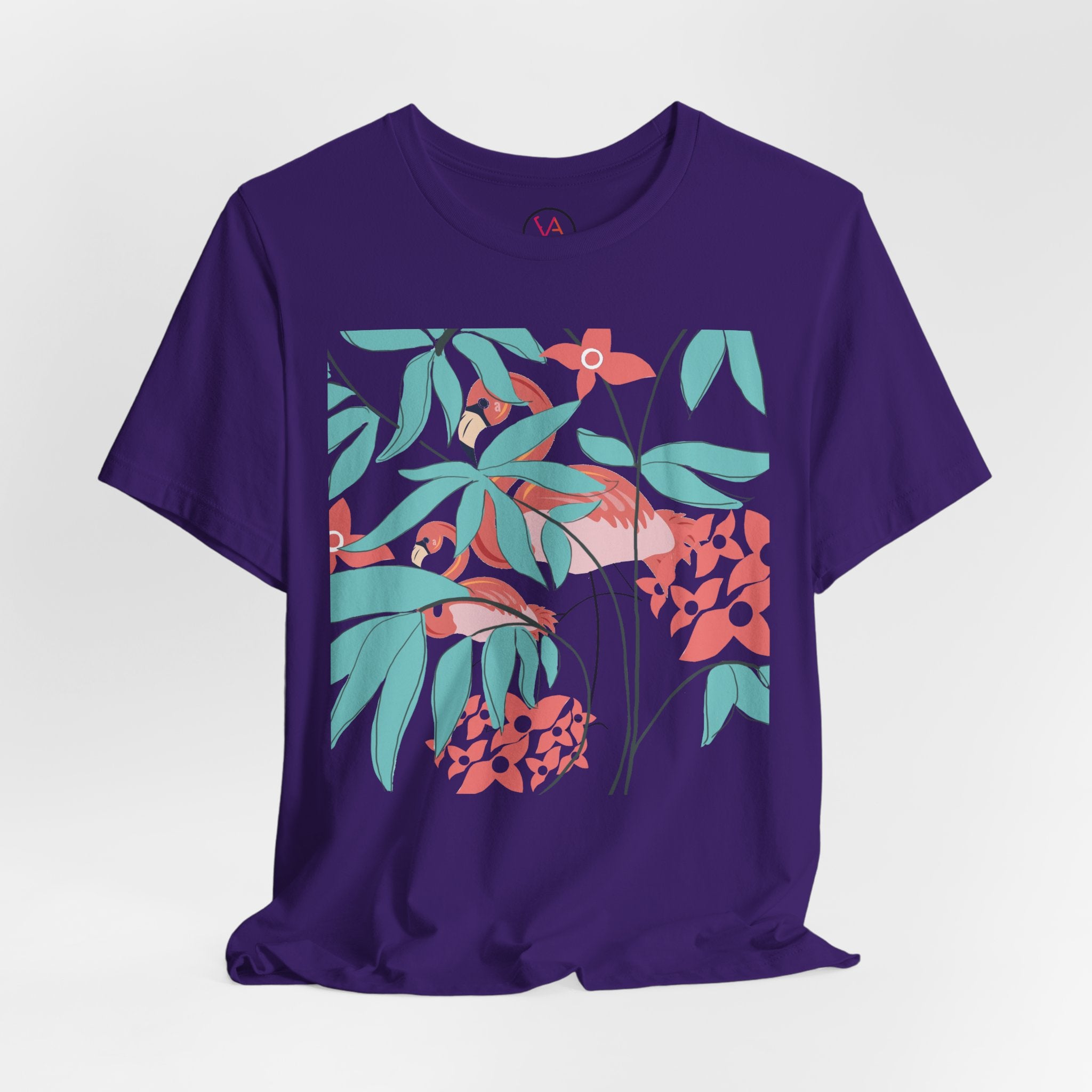 Floral Flamingo Short Sleeve Unisex Cotton T-Shirt