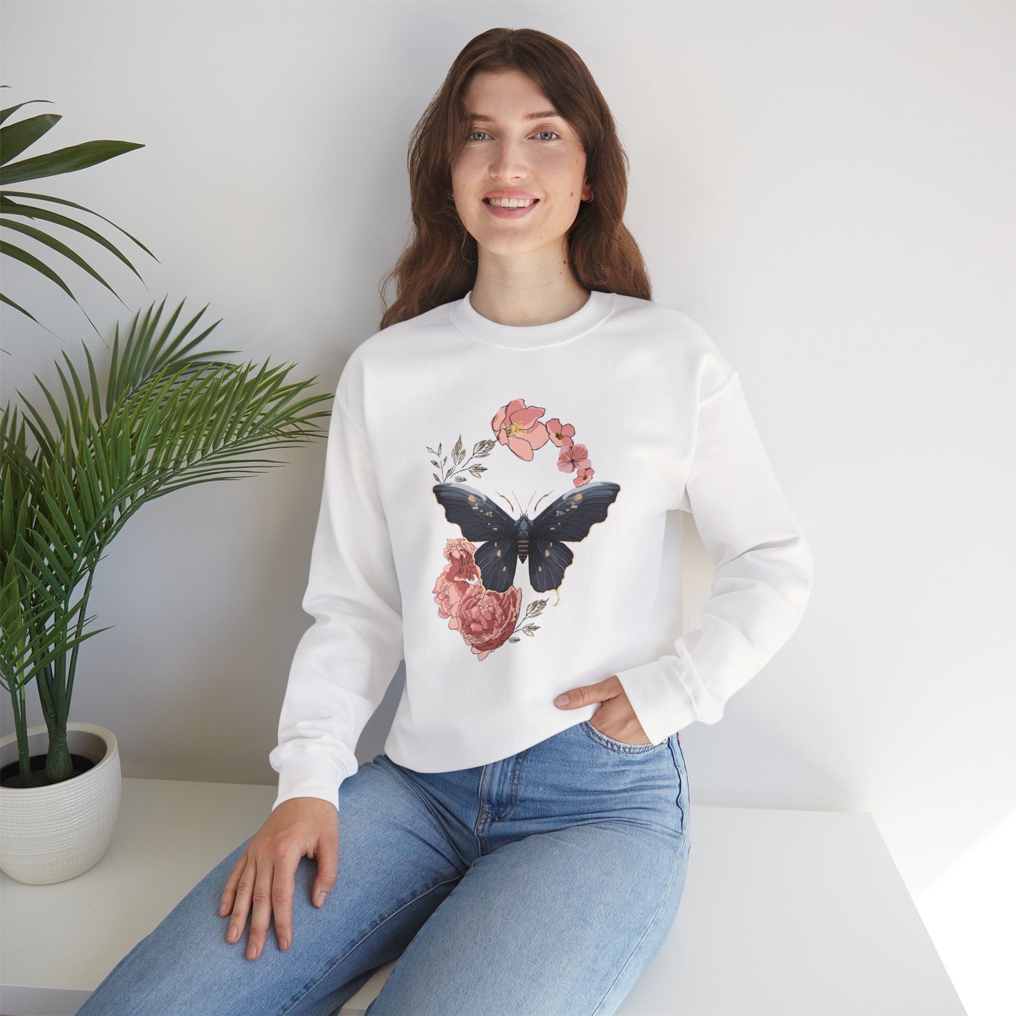Cozy Unisex  Butterfly Floral Sweatshirt