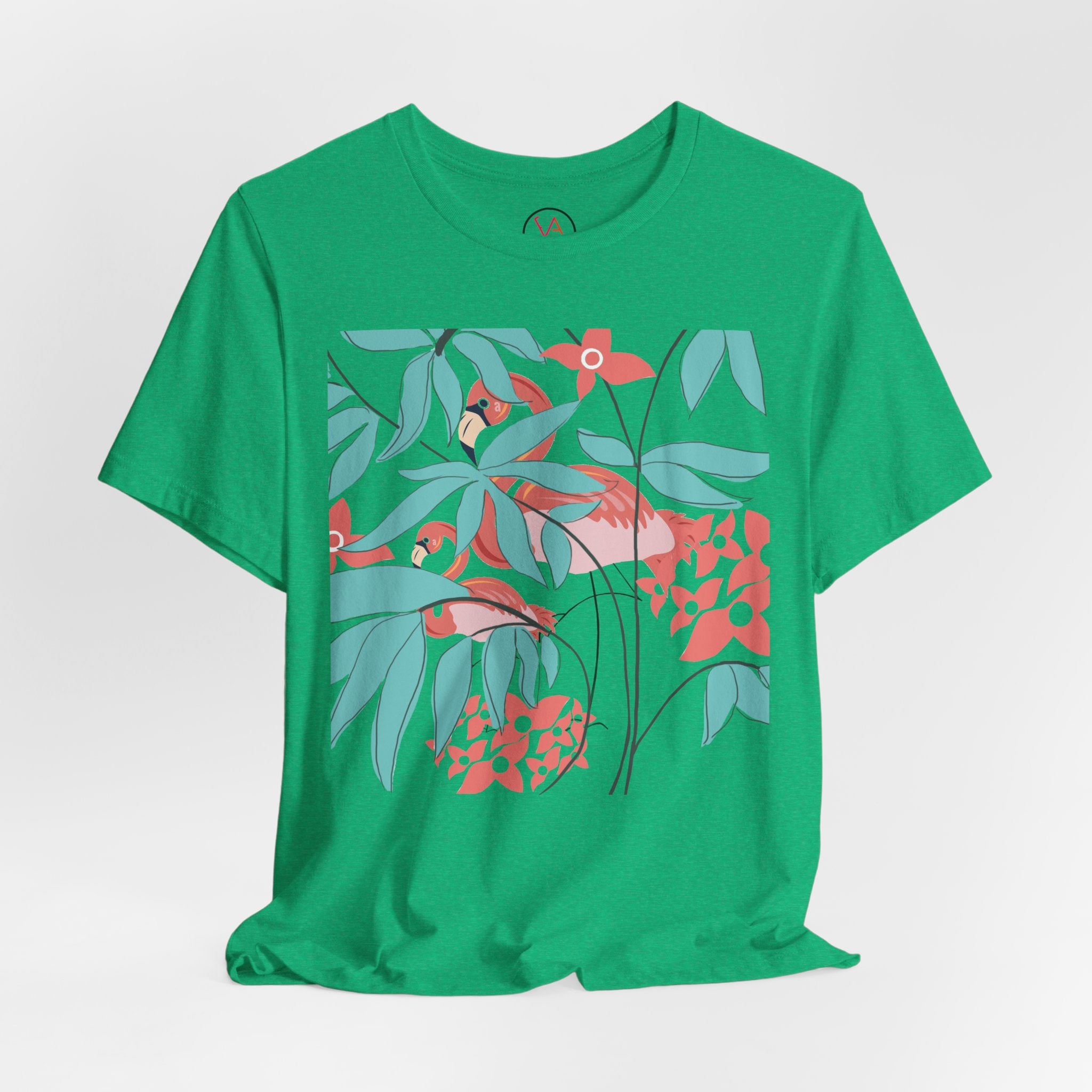 Floral Flamingo Short Sleeve Unisex Cotton T-Shirt