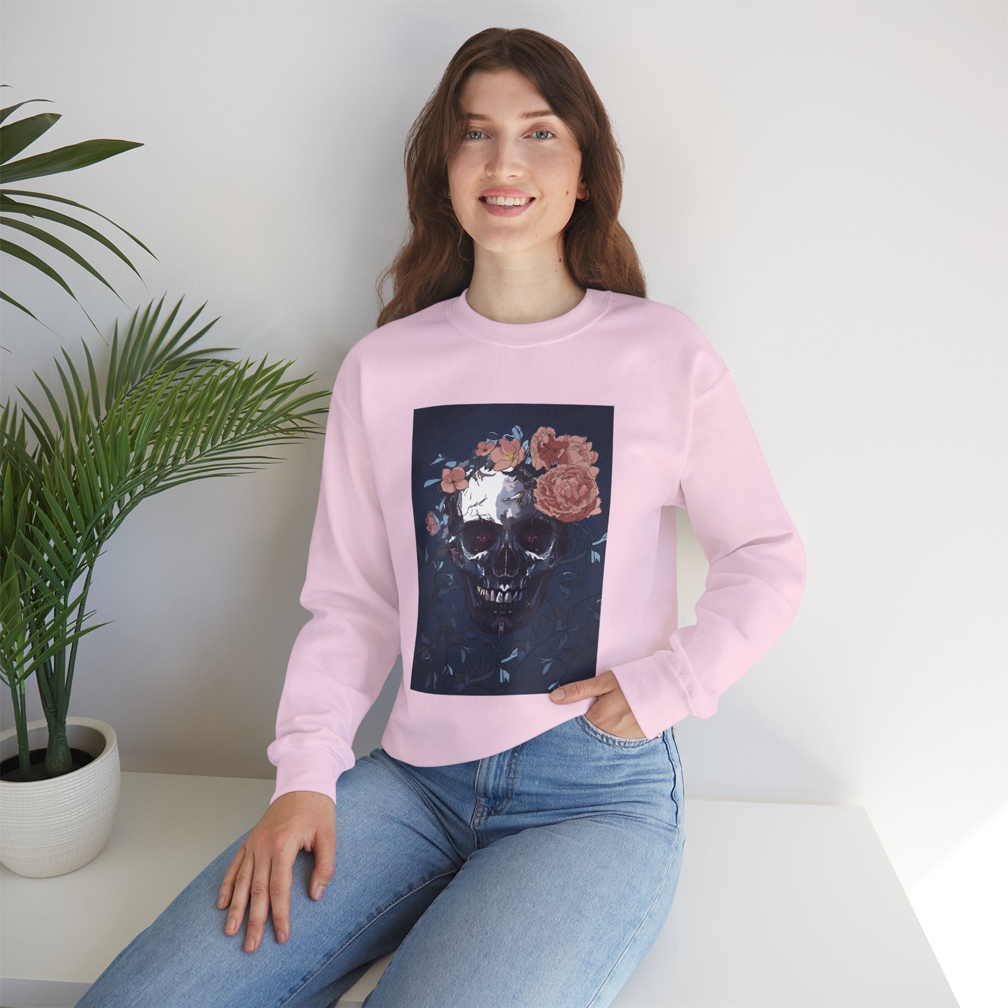 Cozy Floral Skull Sweatshirt