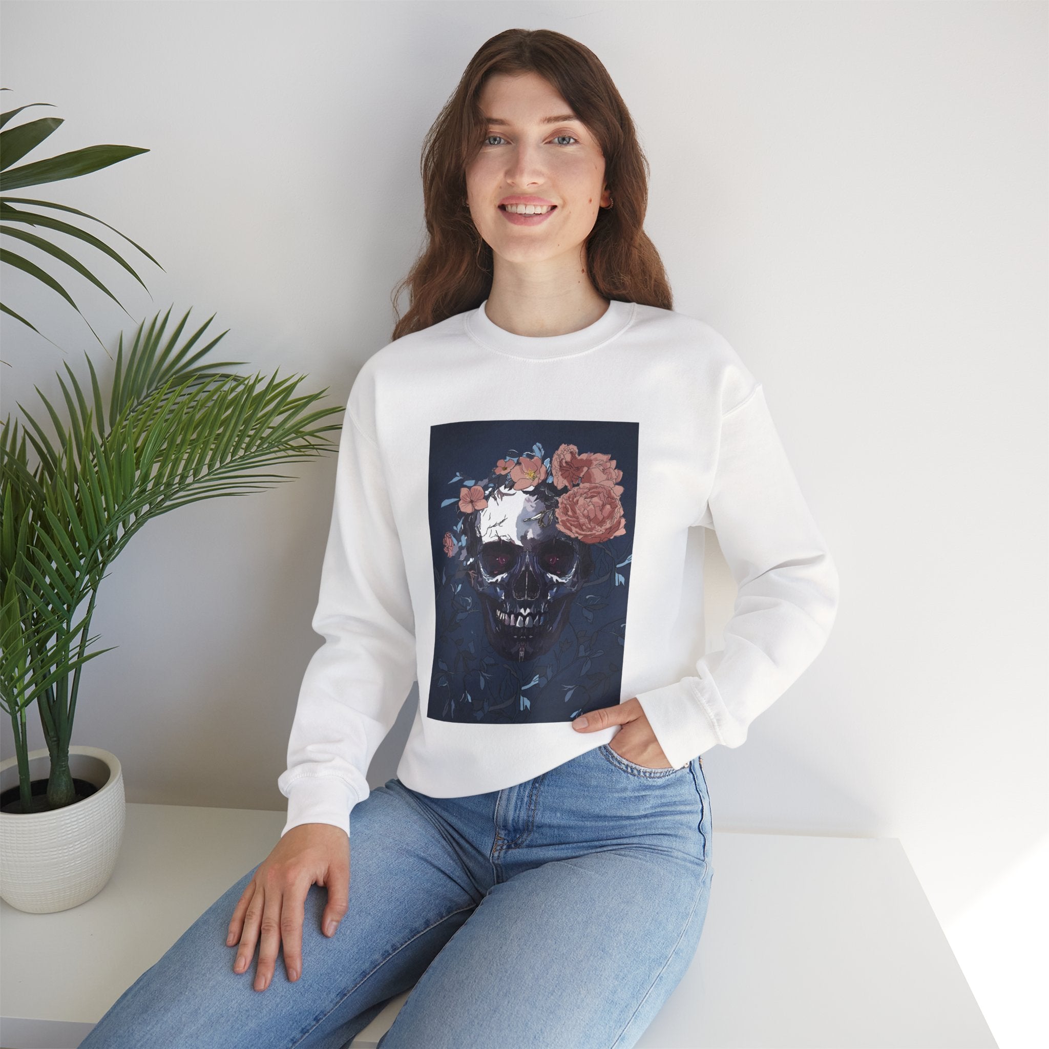 Cozy Floral Skull Sweatshirt