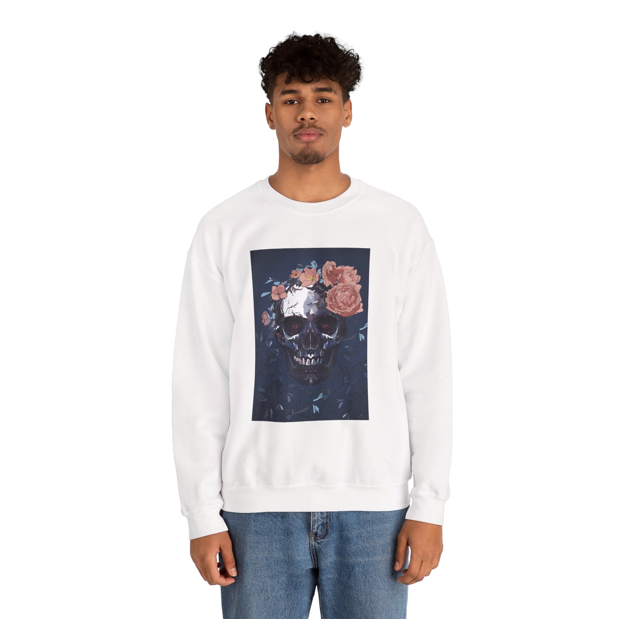 Cozy Floral Skull Sweatshirt