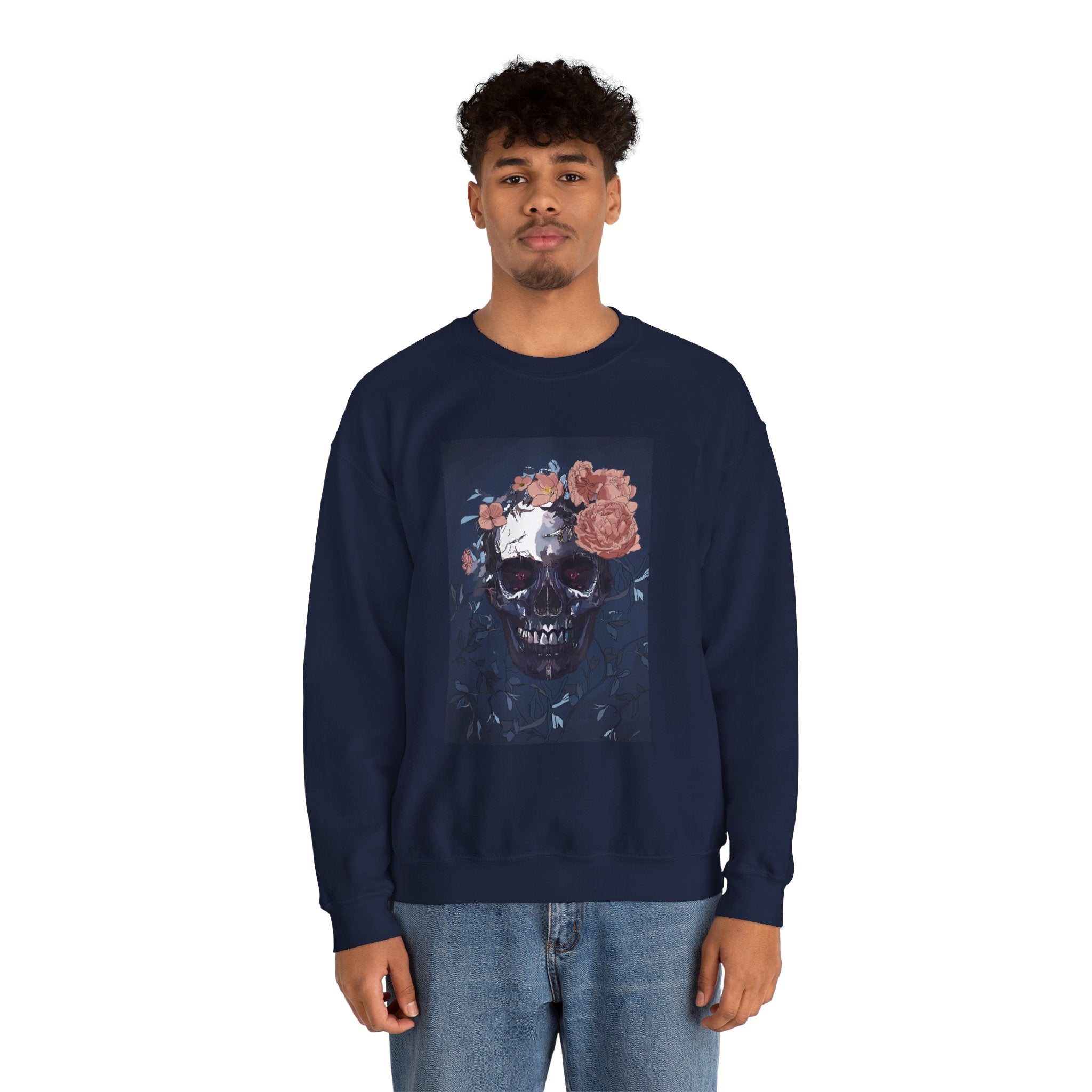 Cozy Floral Skull Sweatshirt