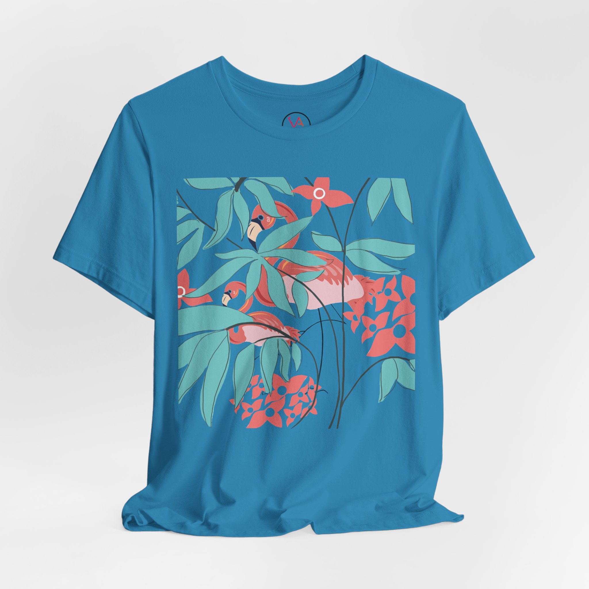 Floral Flamingo Short Sleeve Unisex Cotton T-Shirt