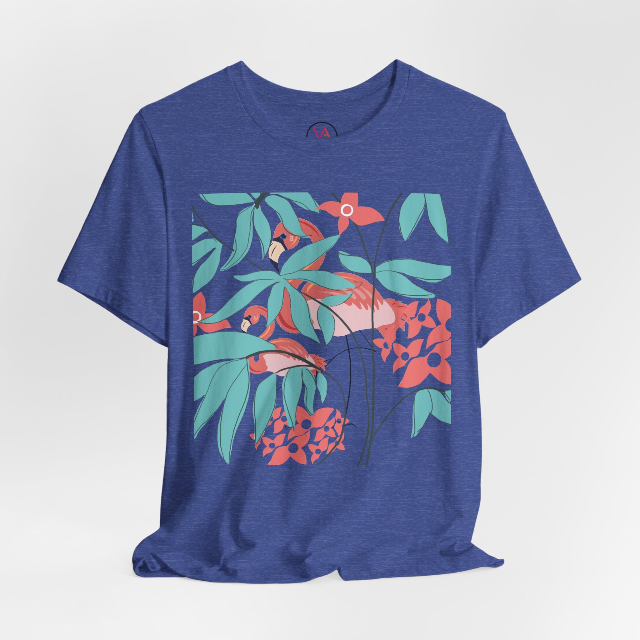Floral Flamingo Short Sleeve Unisex Cotton T-Shirt