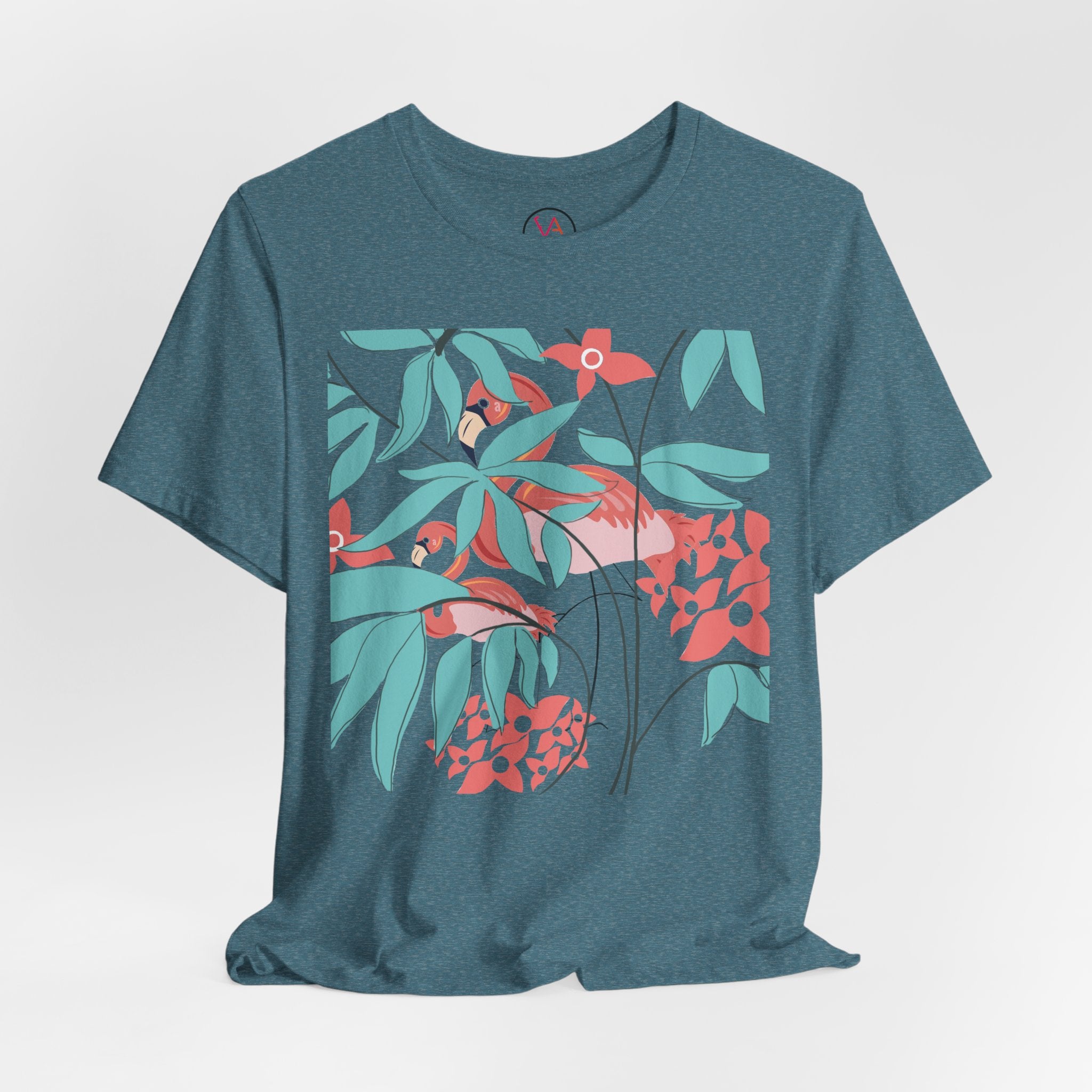 Floral Flamingo Short Sleeve Unisex Cotton T-Shirt