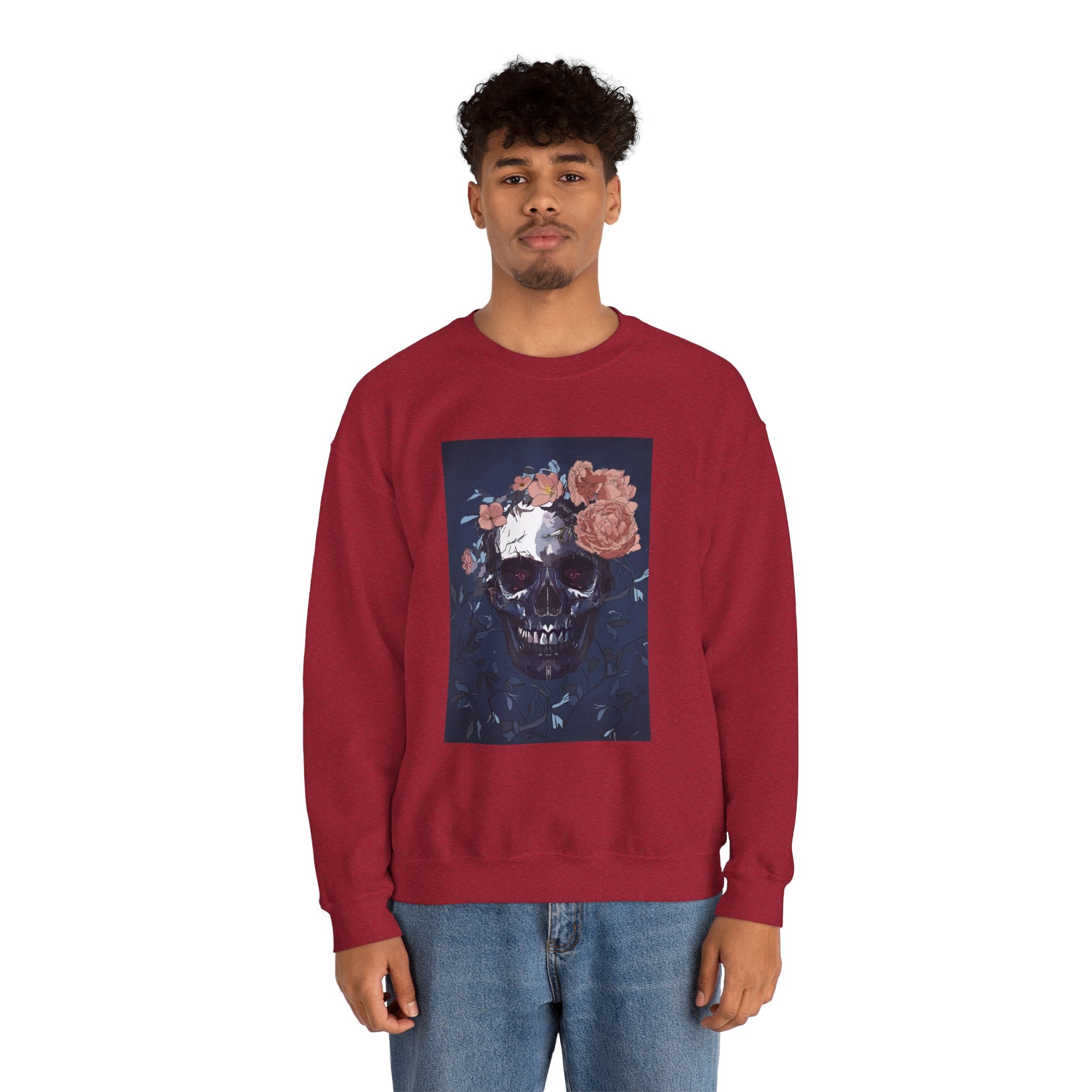 Cozy Floral Skull Sweatshirt