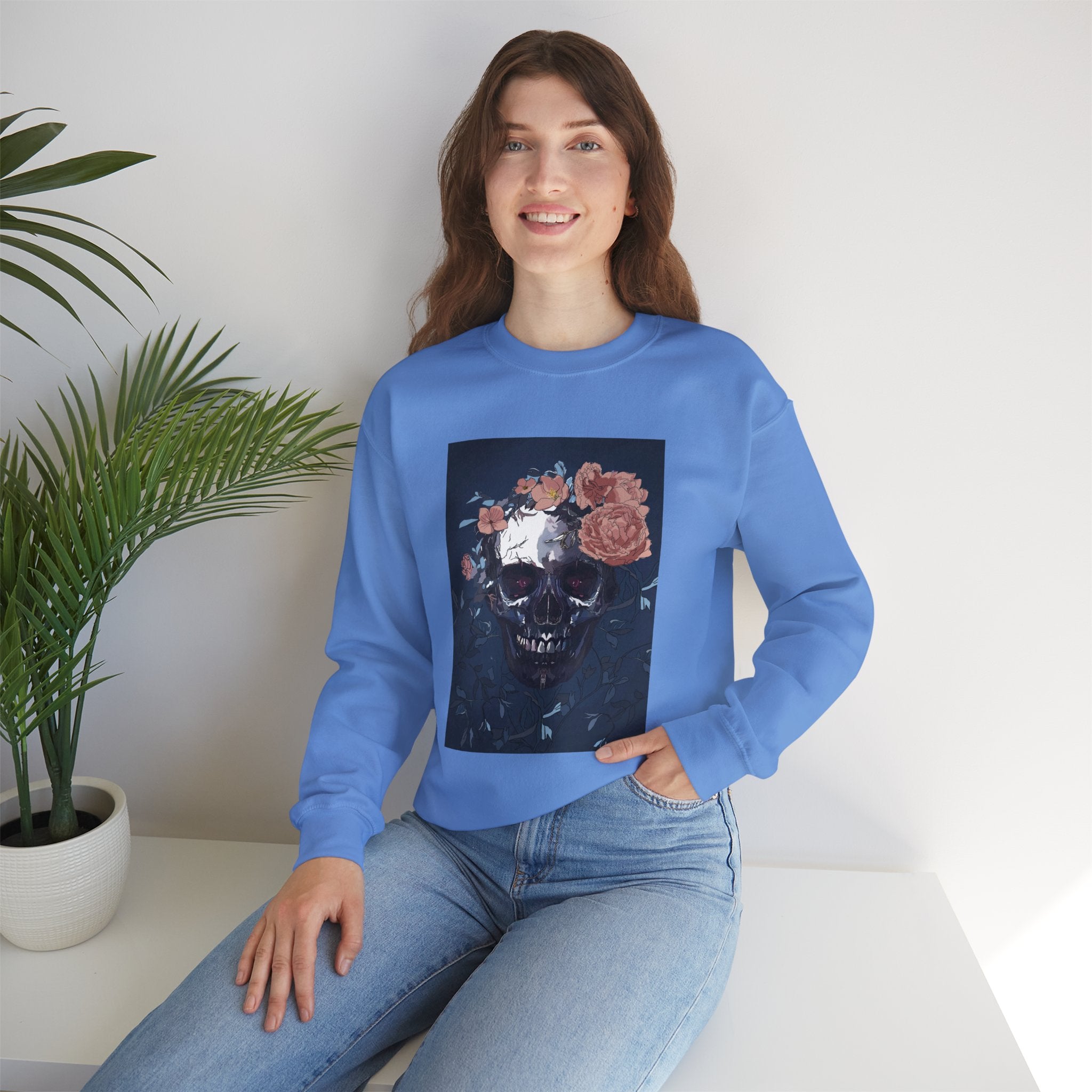 Cozy Floral Skull Sweatshirt