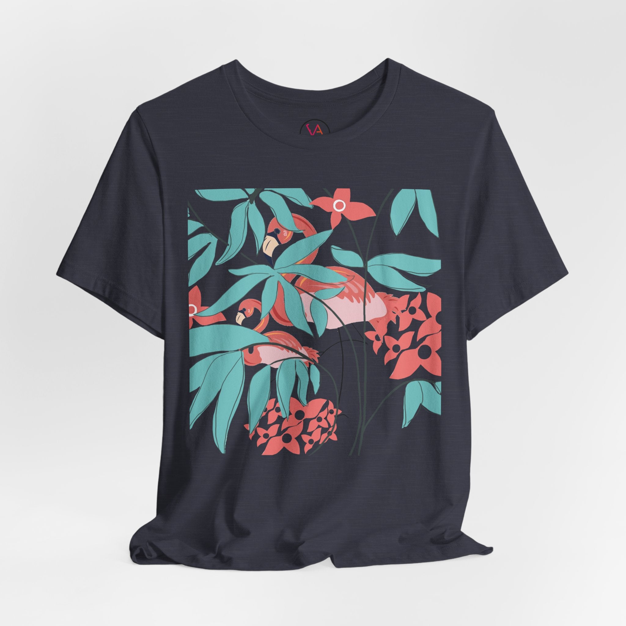 Floral Flamingo Short Sleeve Unisex Cotton T-Shirt