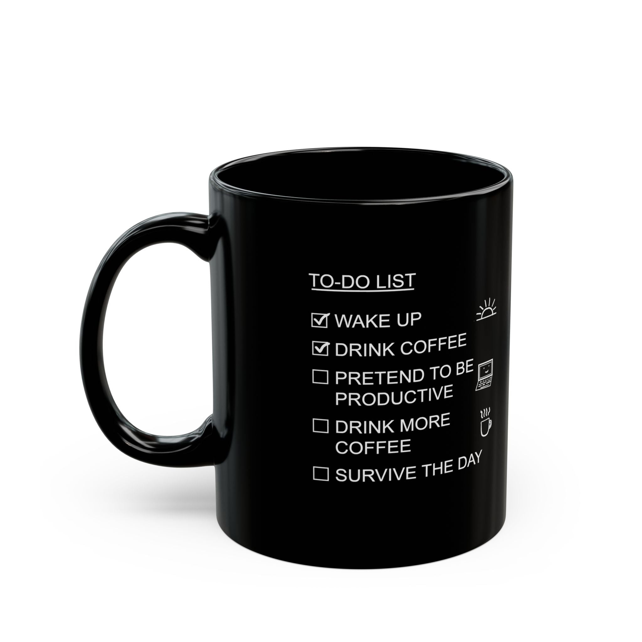 Coffee Lover's Checklist Mug Black