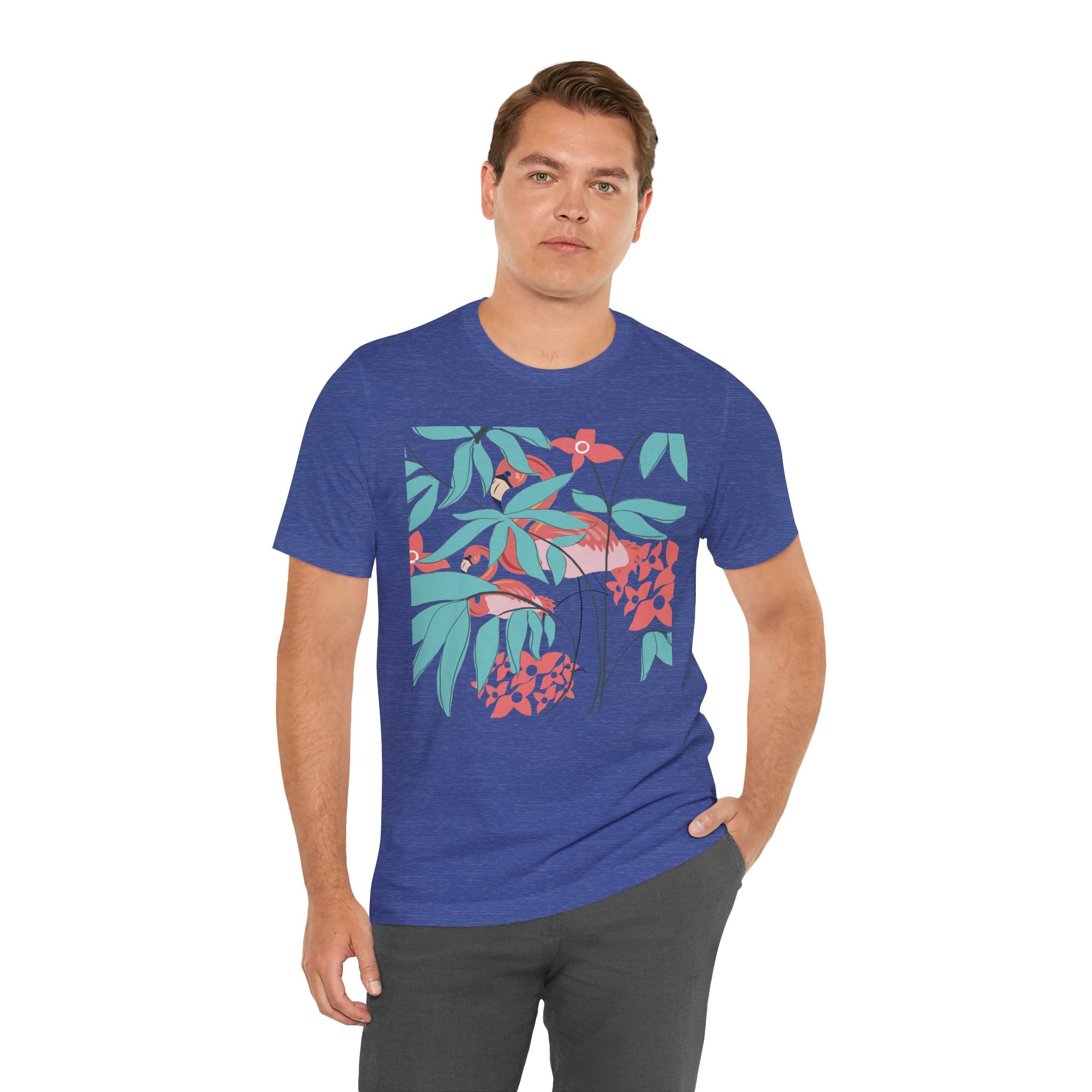 Floral Flamingo Short Sleeve Unisex Cotton T-Shirt