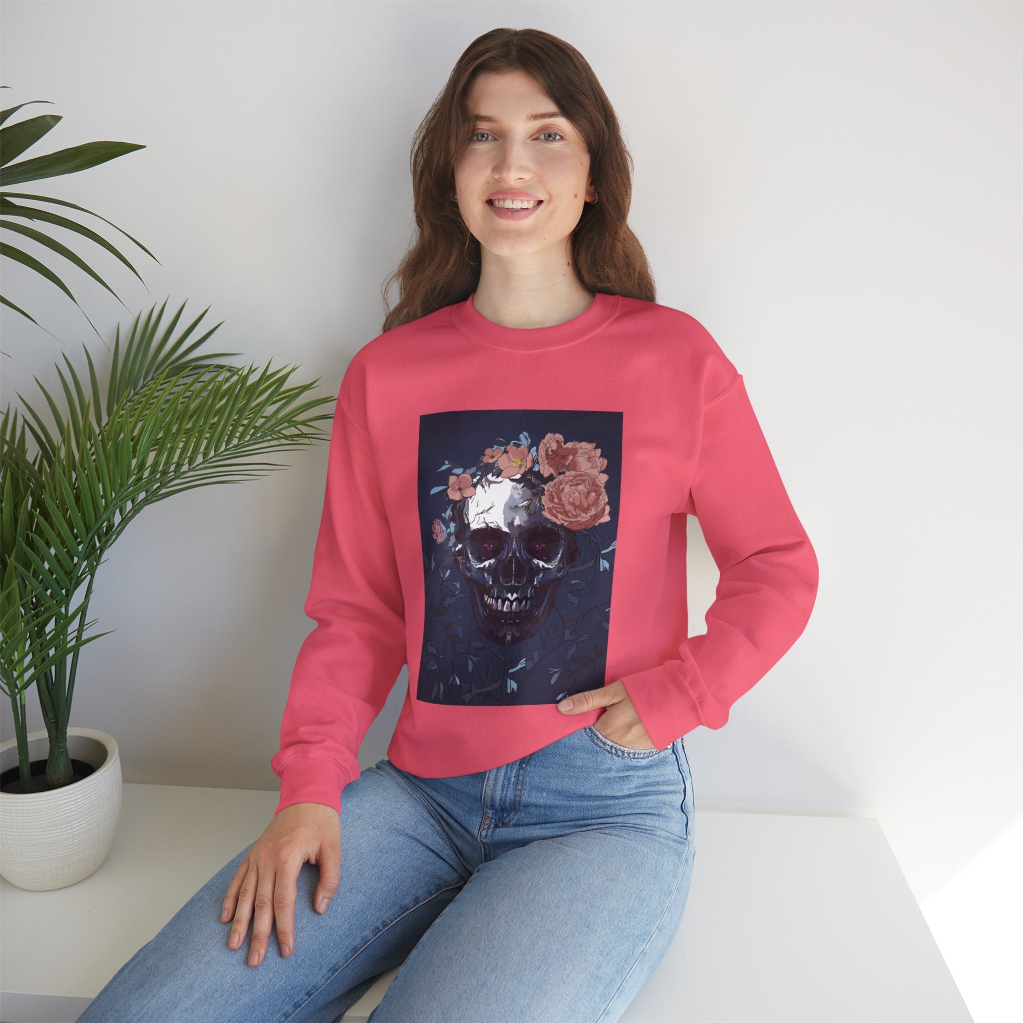 Cozy Floral Skull Sweatshirt