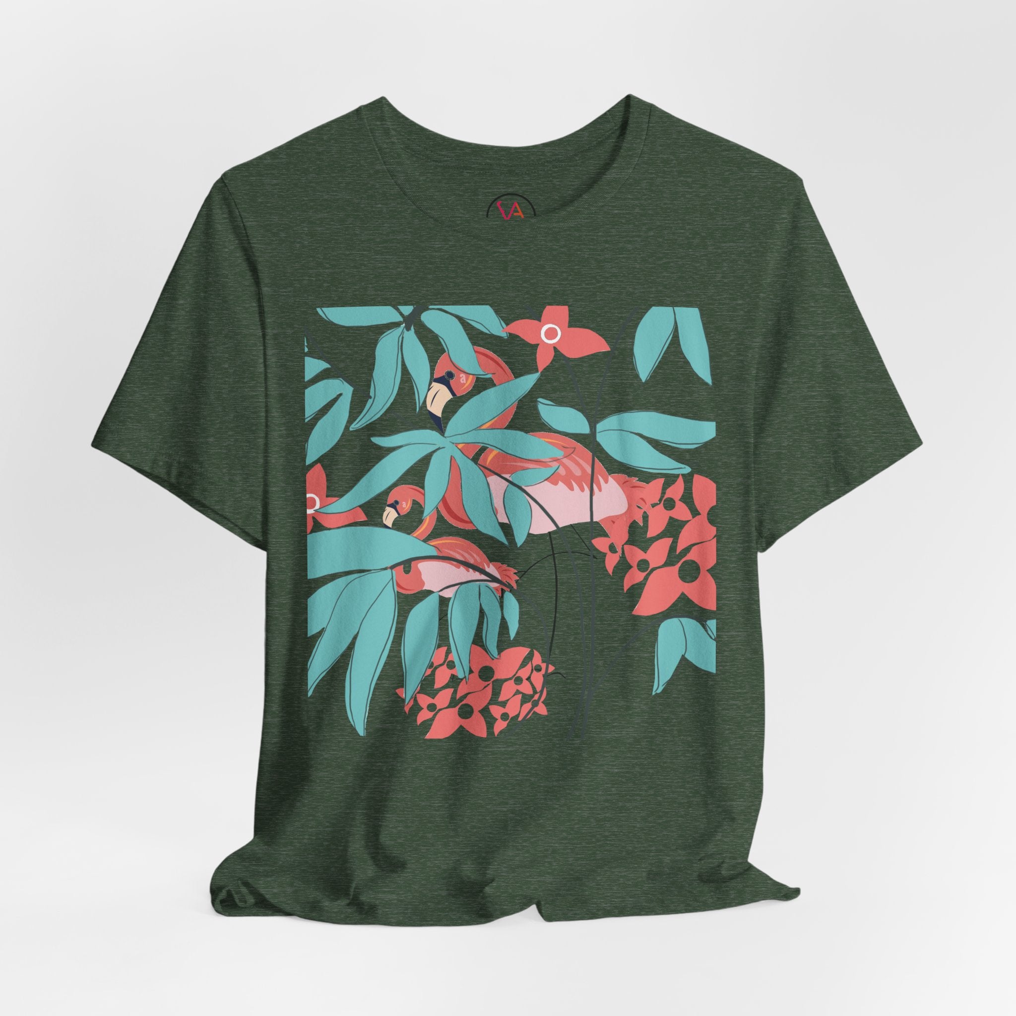 Floral Flamingo Short Sleeve Unisex Cotton T-Shirt
