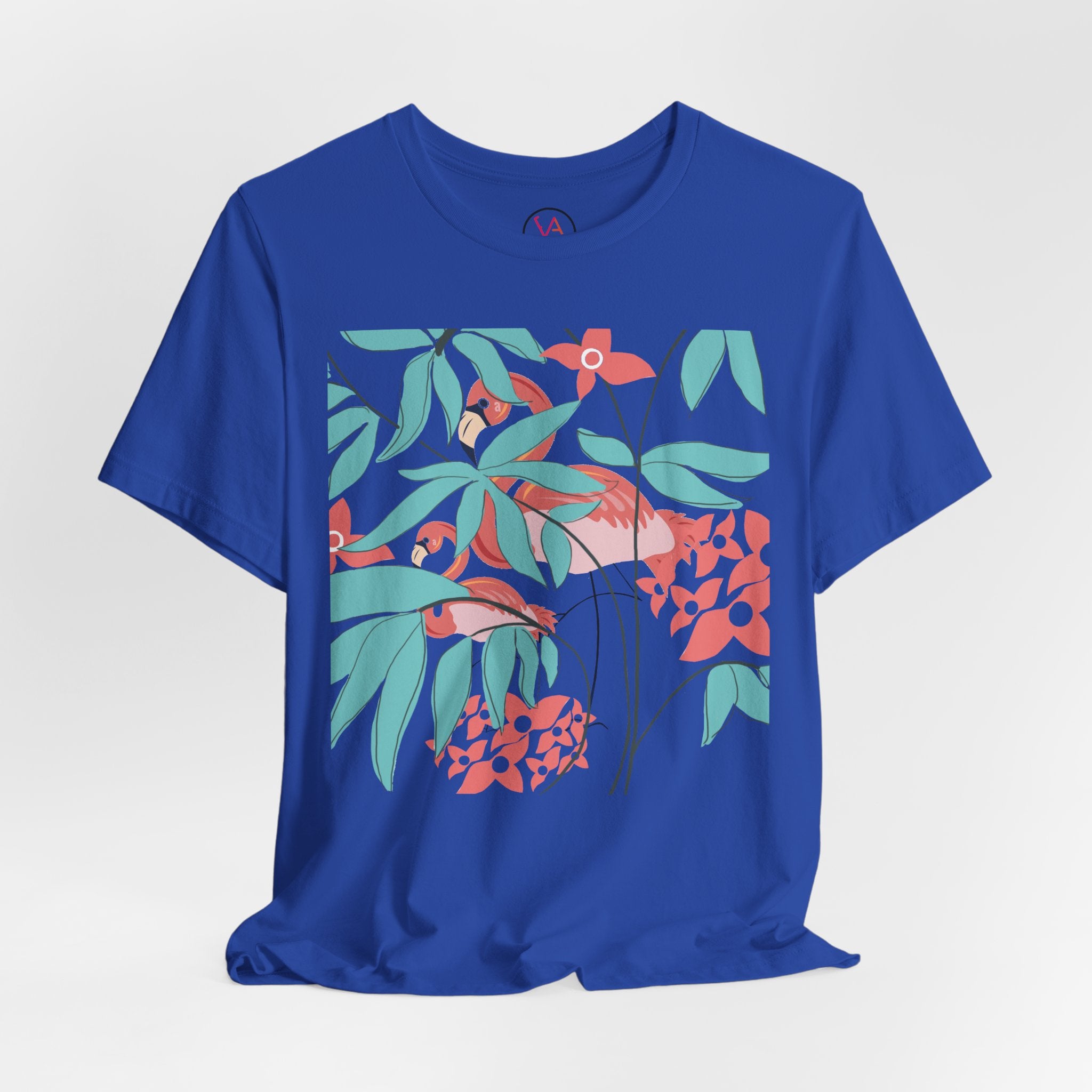 Floral Flamingo Short Sleeve Unisex Cotton T-Shirt