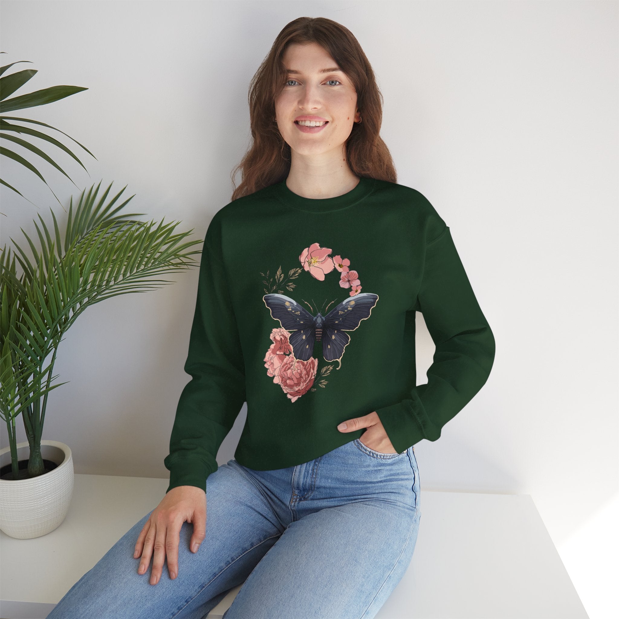 Cozy Unisex  Butterfly Floral Sweatshirt