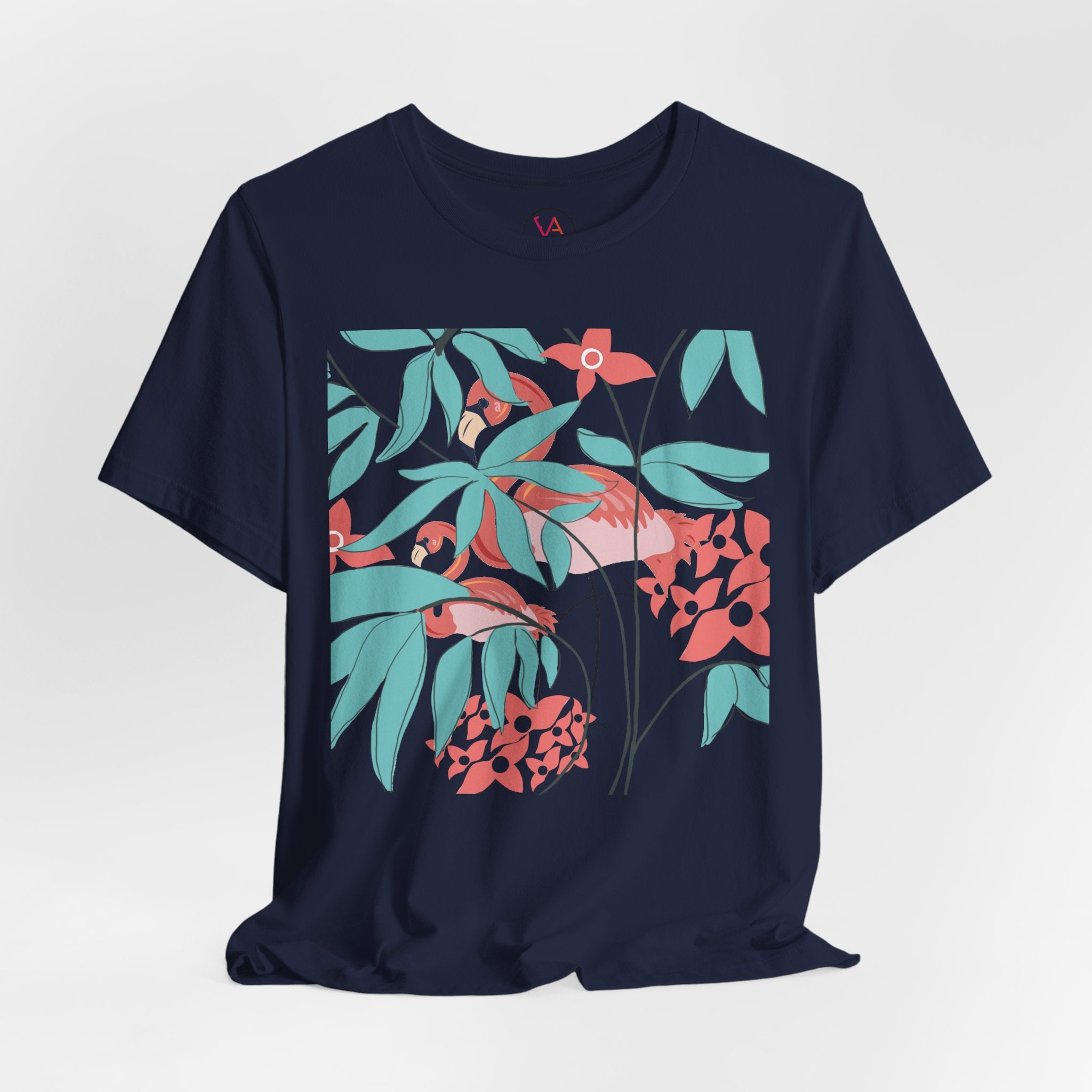 Floral Flamingo Short Sleeve Unisex Cotton T-Shirt