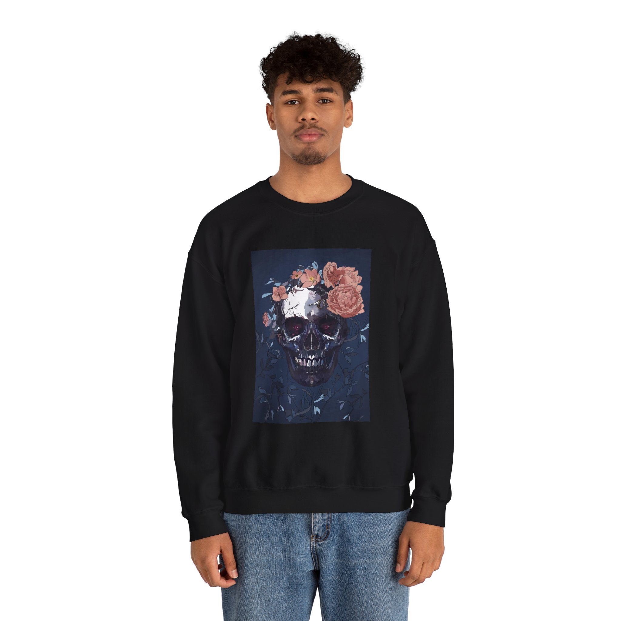 Cozy Floral Skull Sweatshirt