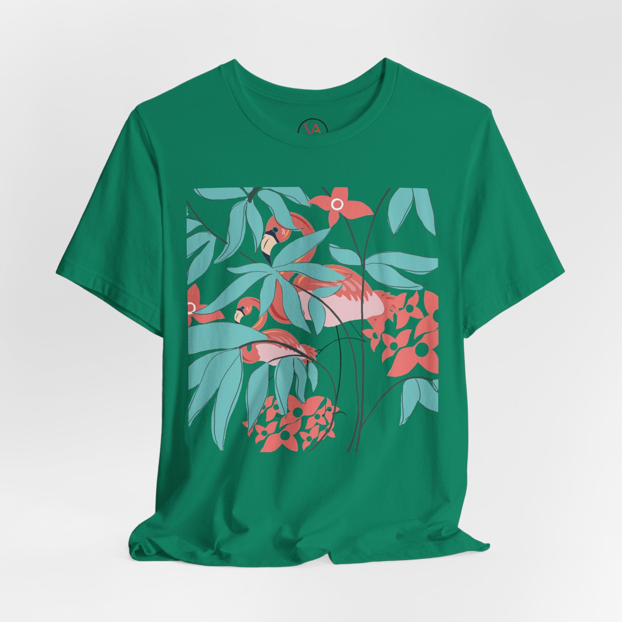 Floral Flamingo Short Sleeve Unisex Cotton T-Shirt