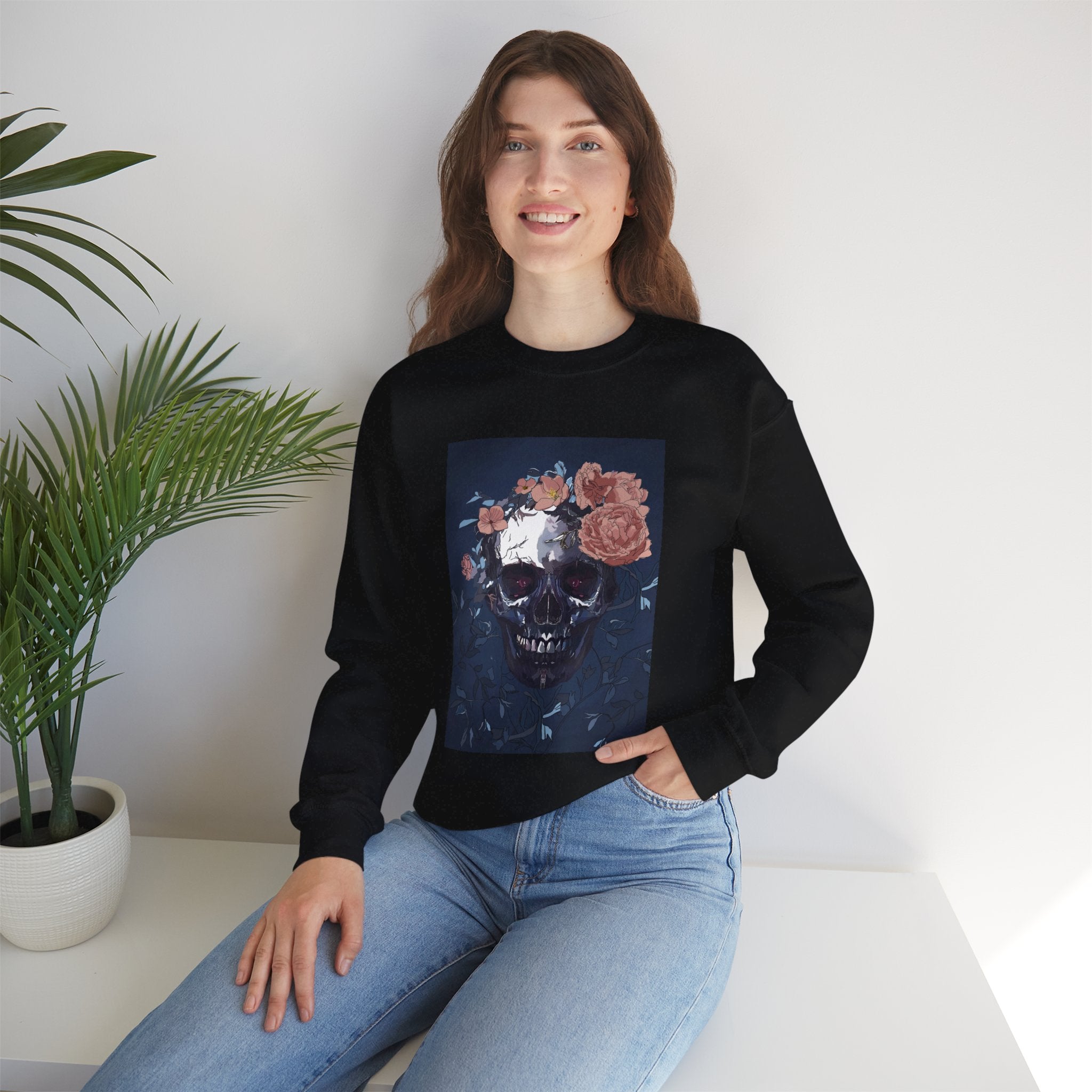 Cozy Floral Skull Sweatshirt