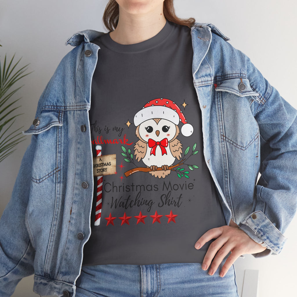 Christmas Movie Watching Shirt — Cute Owl Santa Holiday Tee