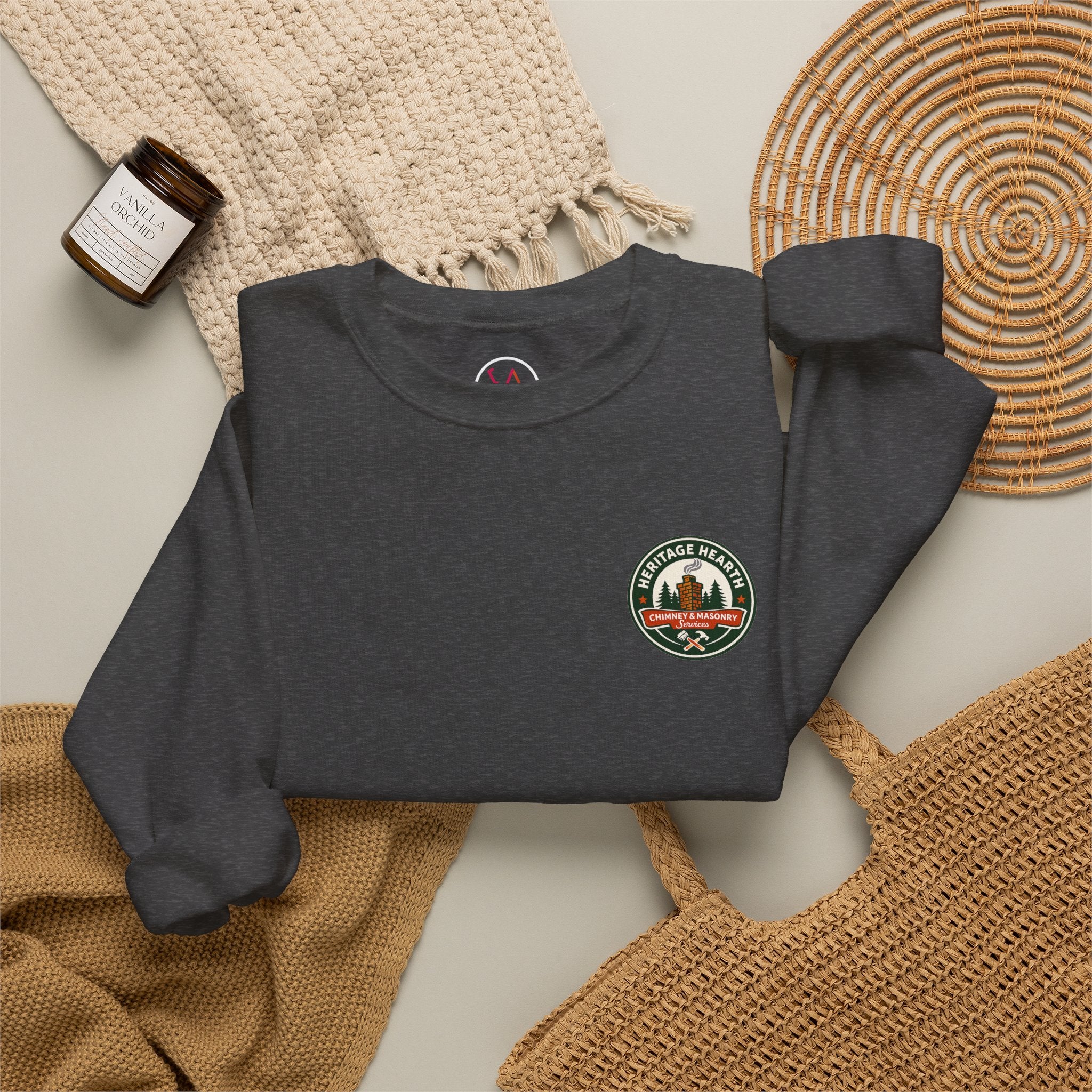 Heritage Hearth Crewneck Sweatshirt — Chimney & Masonry Logo Pullover