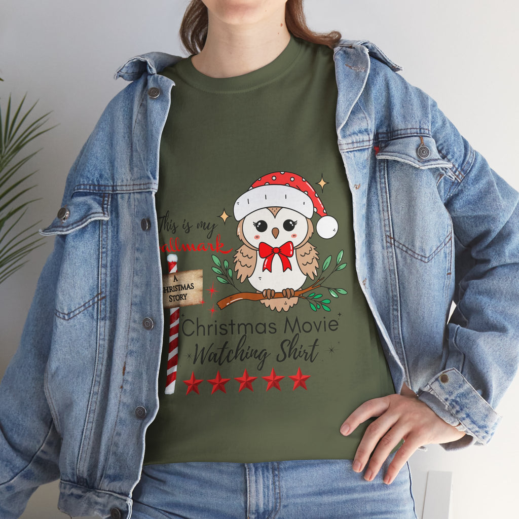 Christmas Movie Watching Shirt — Cute Owl Santa Holiday Tee