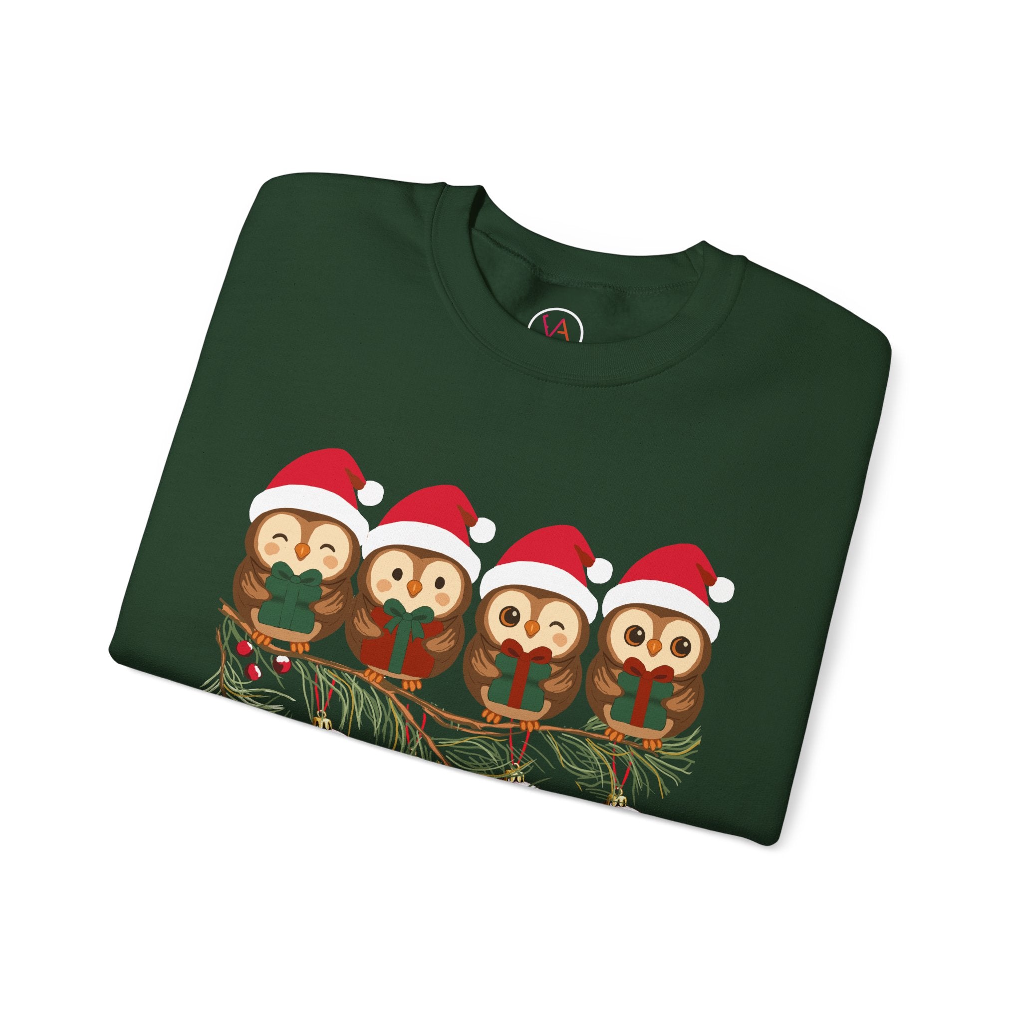 Festive Cheerful Owls Holiday Sweatshirt