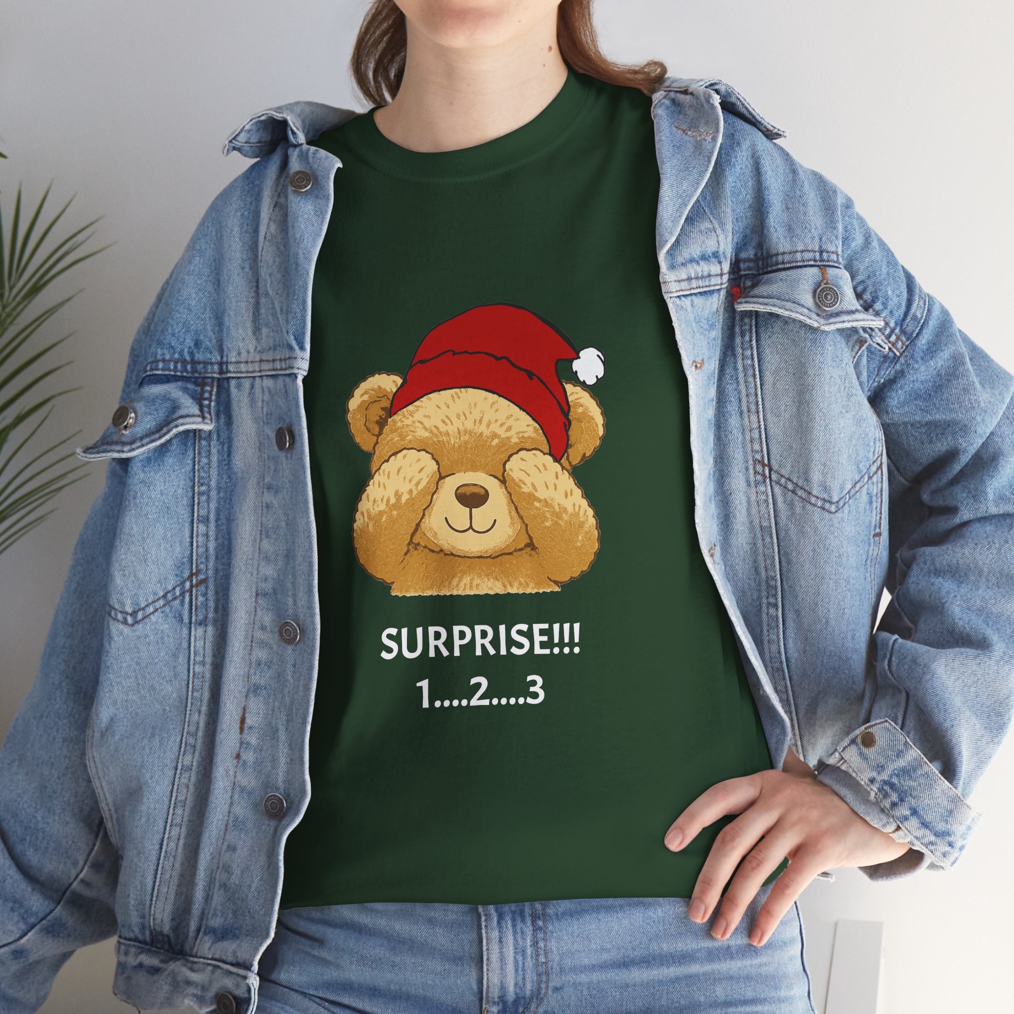 Surprise Bear Christmas Tee — Cute Holiday Bear Graphic T-Shirt