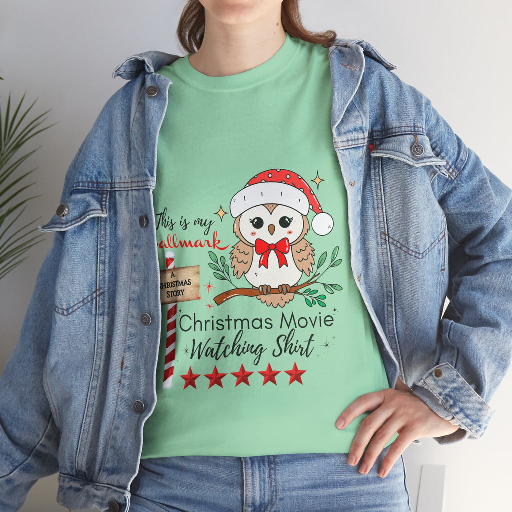 Christmas Movie Watching Shirt — Cute Owl Santa Holiday Tee