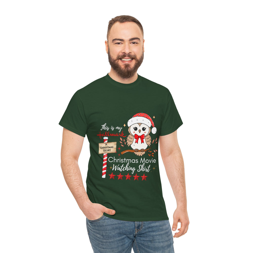 Christmas Movie Watching Shirt — Cute Owl Santa Holiday Tee