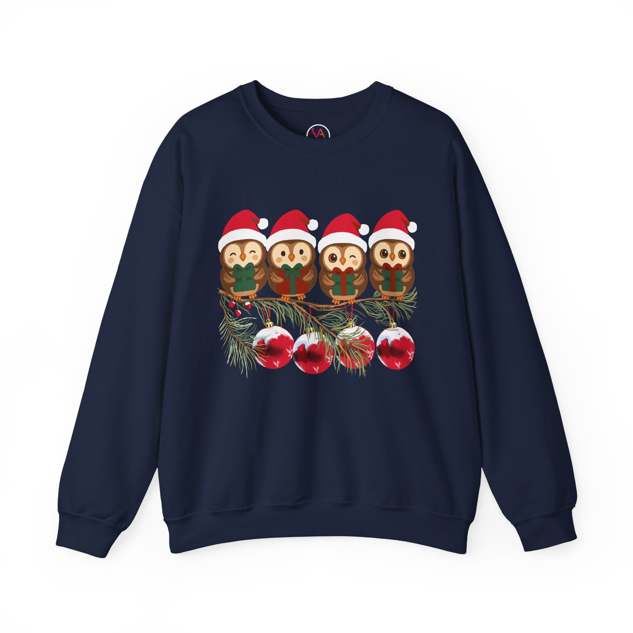 Festive Cheerful Owls Holiday Sweatshirt
