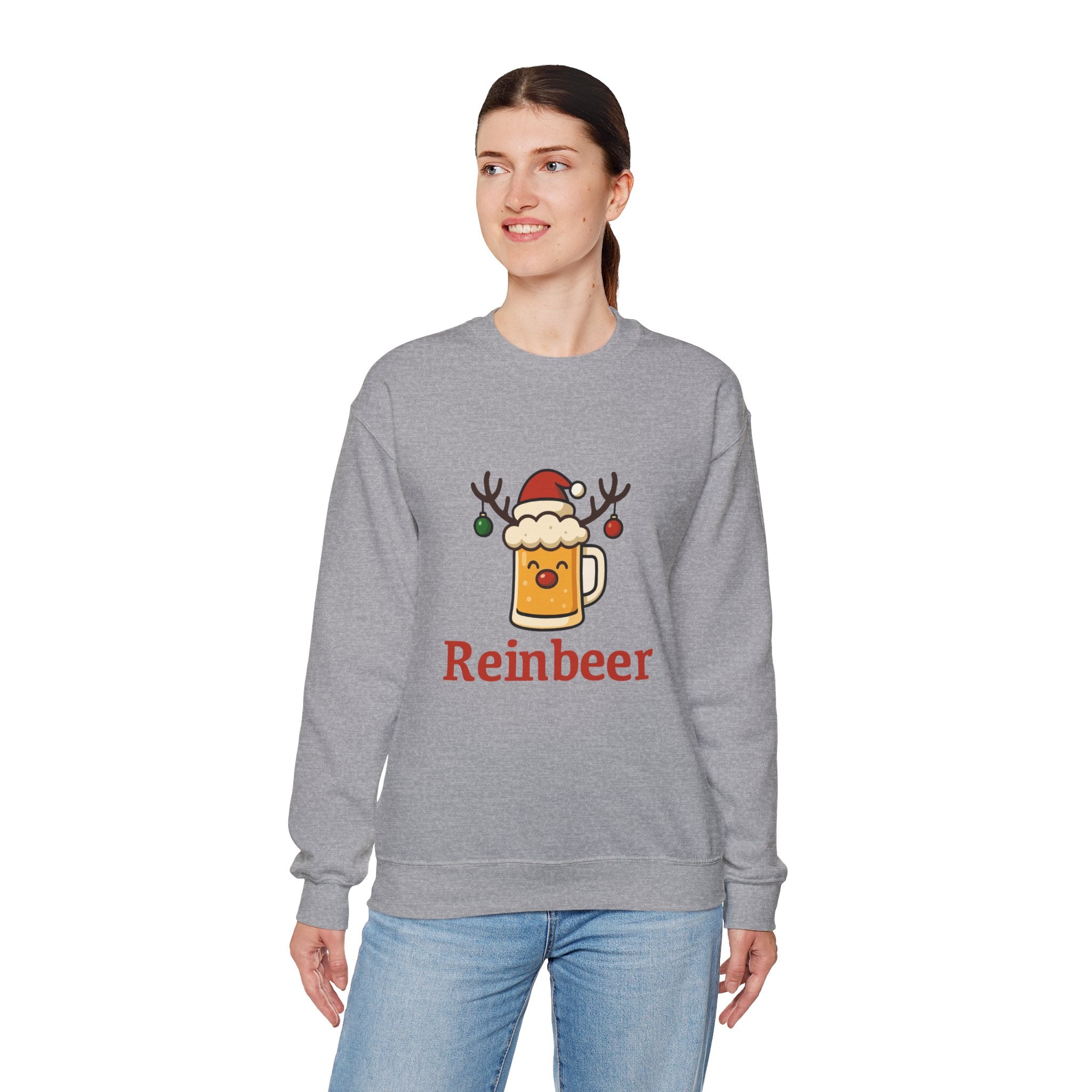 Christmas Reindeer Beer Sweatshirt — Festive Holiday Crewneck