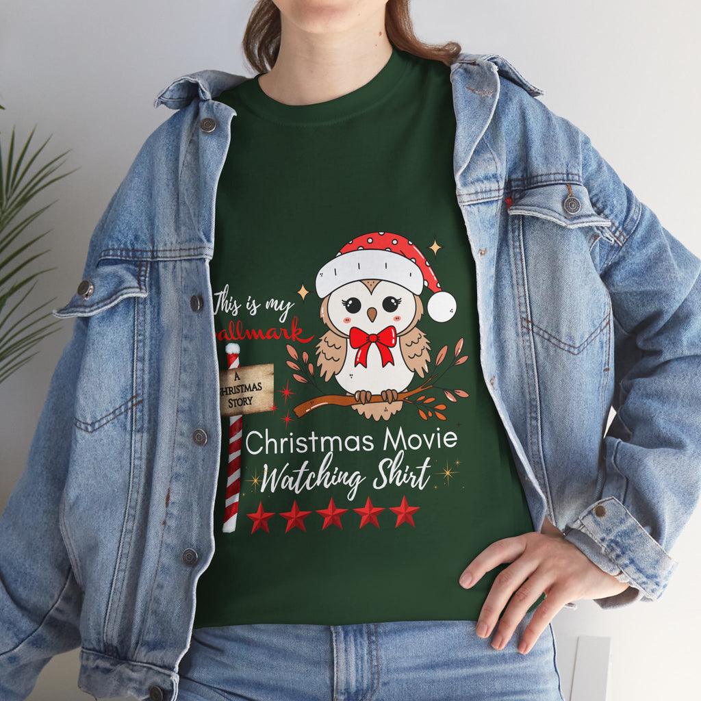 Christmas Movie Watching Shirt — Cute Owl Santa Holiday Tee