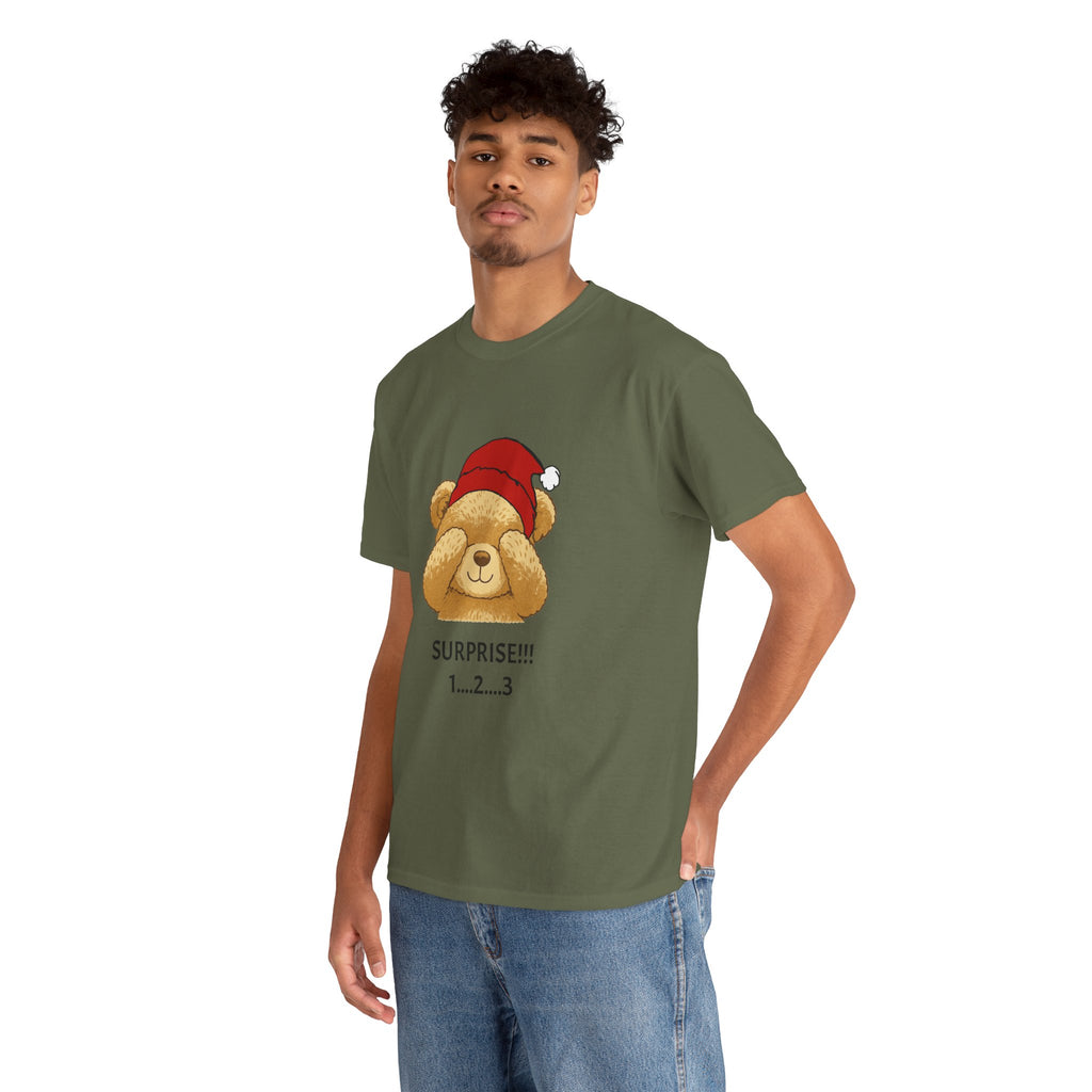 Surprise Bear Christmas Tee — Cute Holiday Bear Graphic T-Shirt