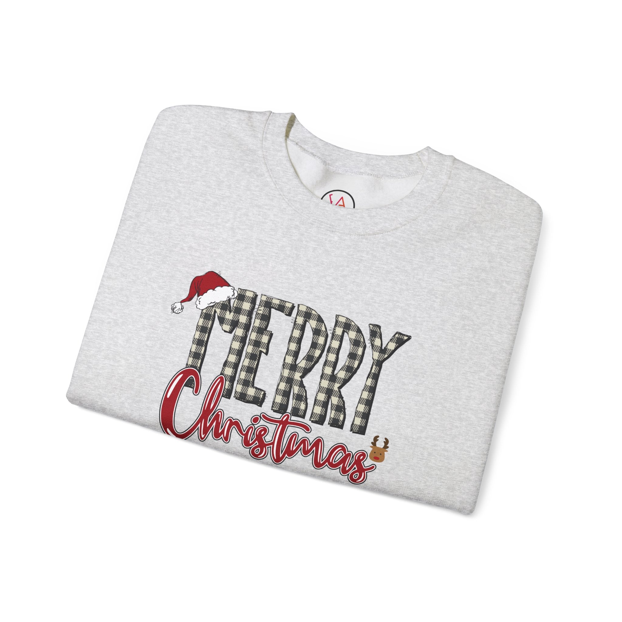 Merry Christmas Plaid Crewneck Sweatshirt – Classic Holiday Design