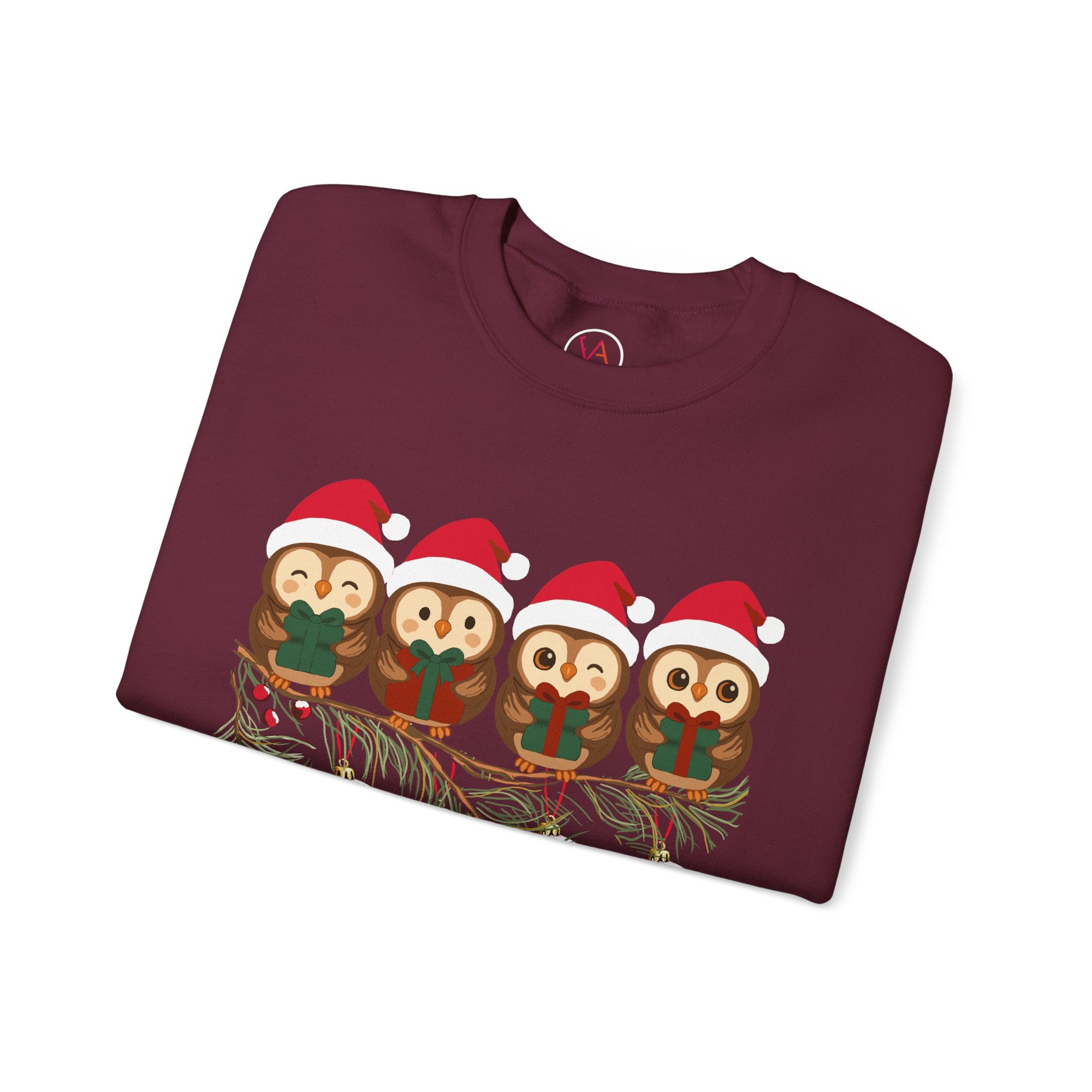 Festive Cheerful Owls Holiday Sweatshirt