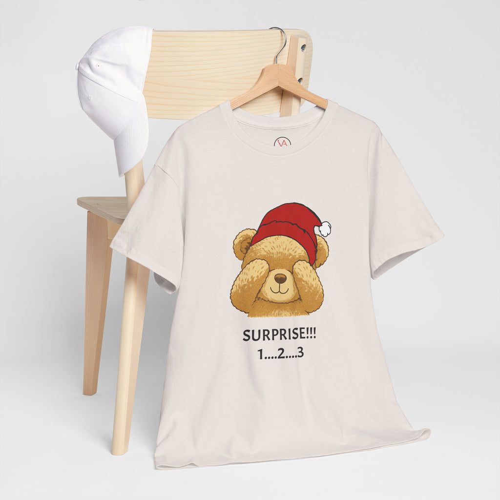 Surprise Bear Christmas Tee — Cute Holiday Bear Graphic T-Shirt
