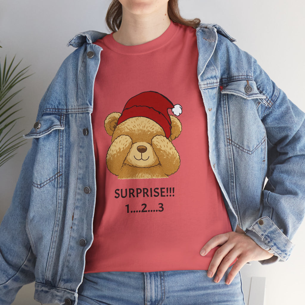 Surprise Bear Christmas Tee — Cute Holiday Bear Graphic T-Shirt
