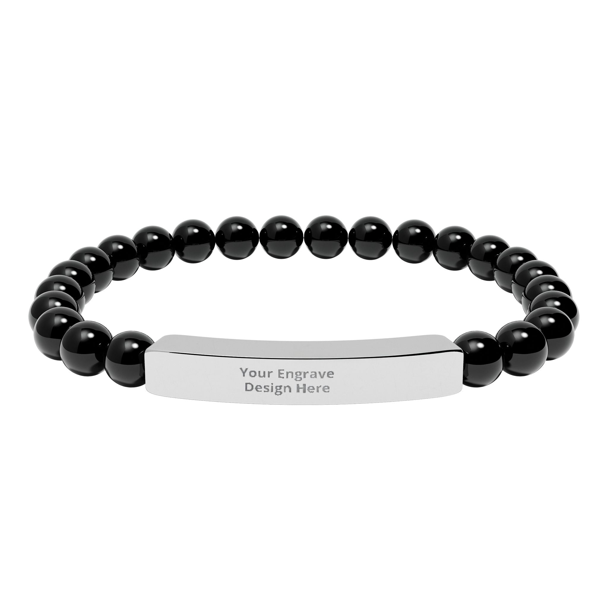Engravable Natural Stone Bar Bracelet – Personalized Stretch Gemstone Bracelet