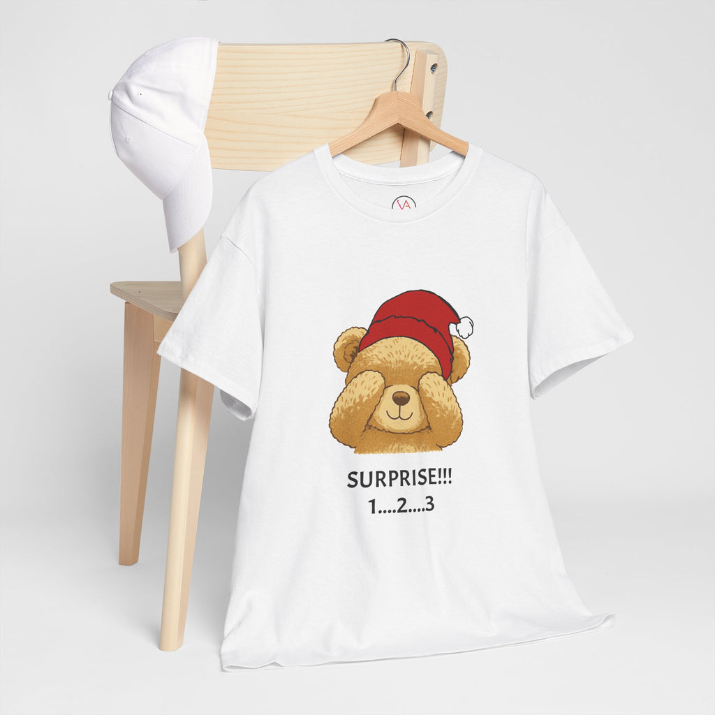 Surprise Bear Christmas Tee — Cute Holiday Bear Graphic T-Shirt