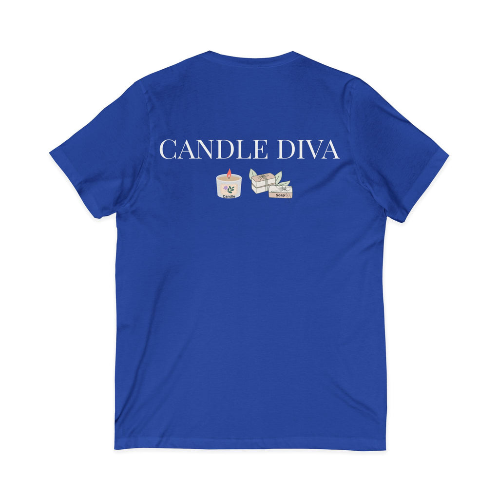LMW Candle Diva V-Neck Tee - Front & Back Print 100% Cotton