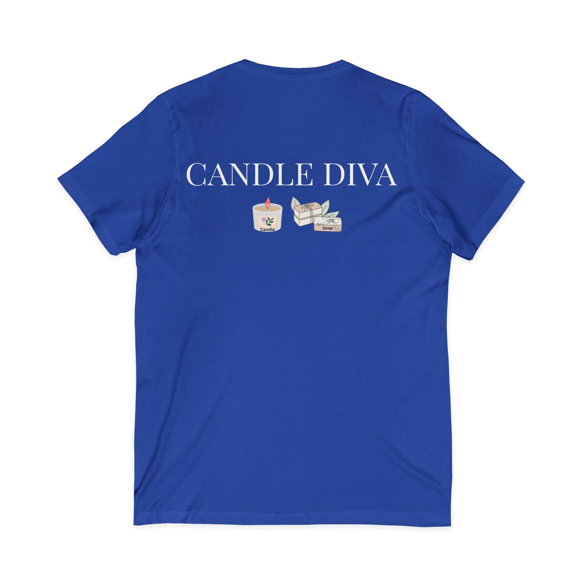 LMW Candle Diva V-Neck Tee - Front & Back Print 100% Cotton