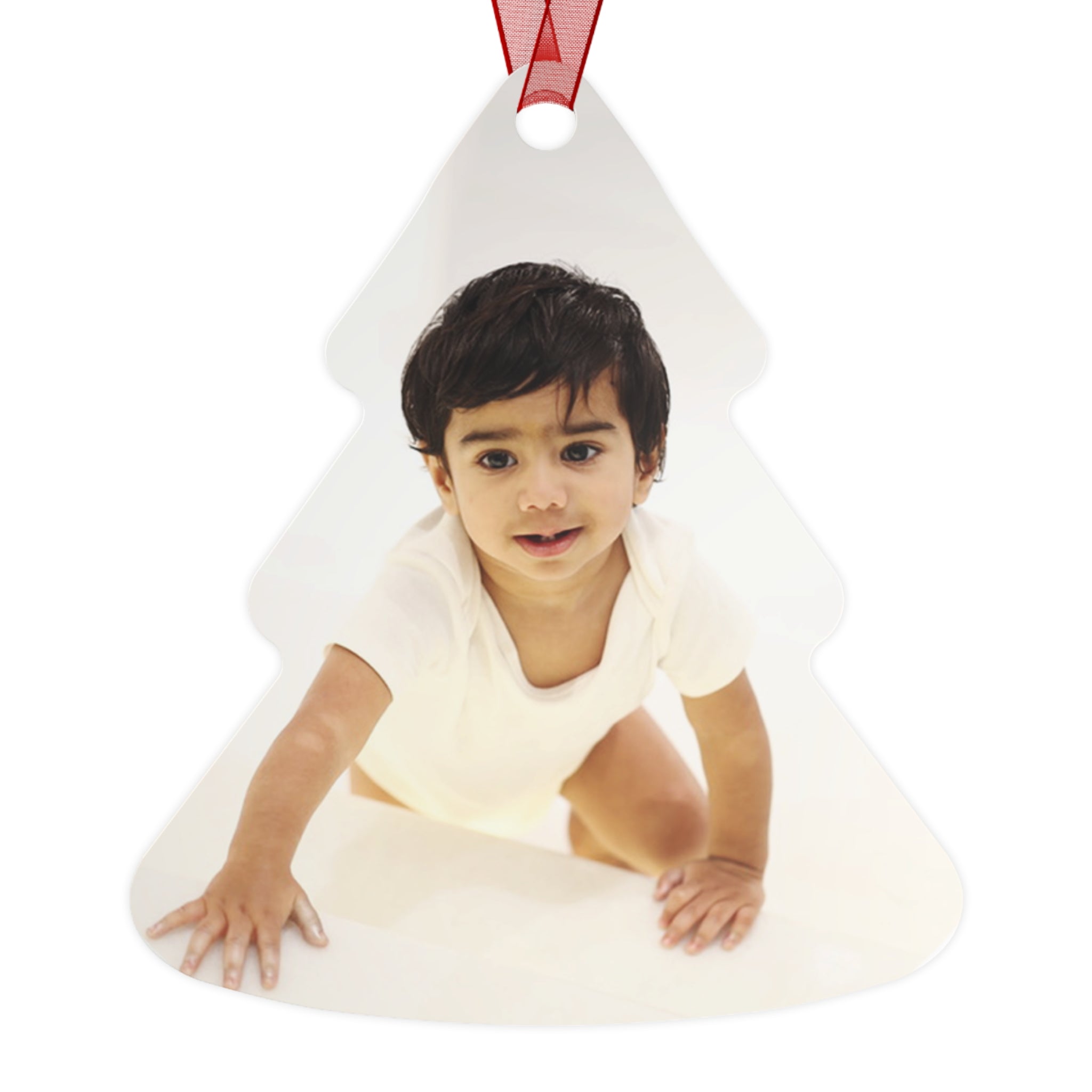 Personalized Photo Tree Ornament — Custom Metal Christmas Ornament with Baby Photo