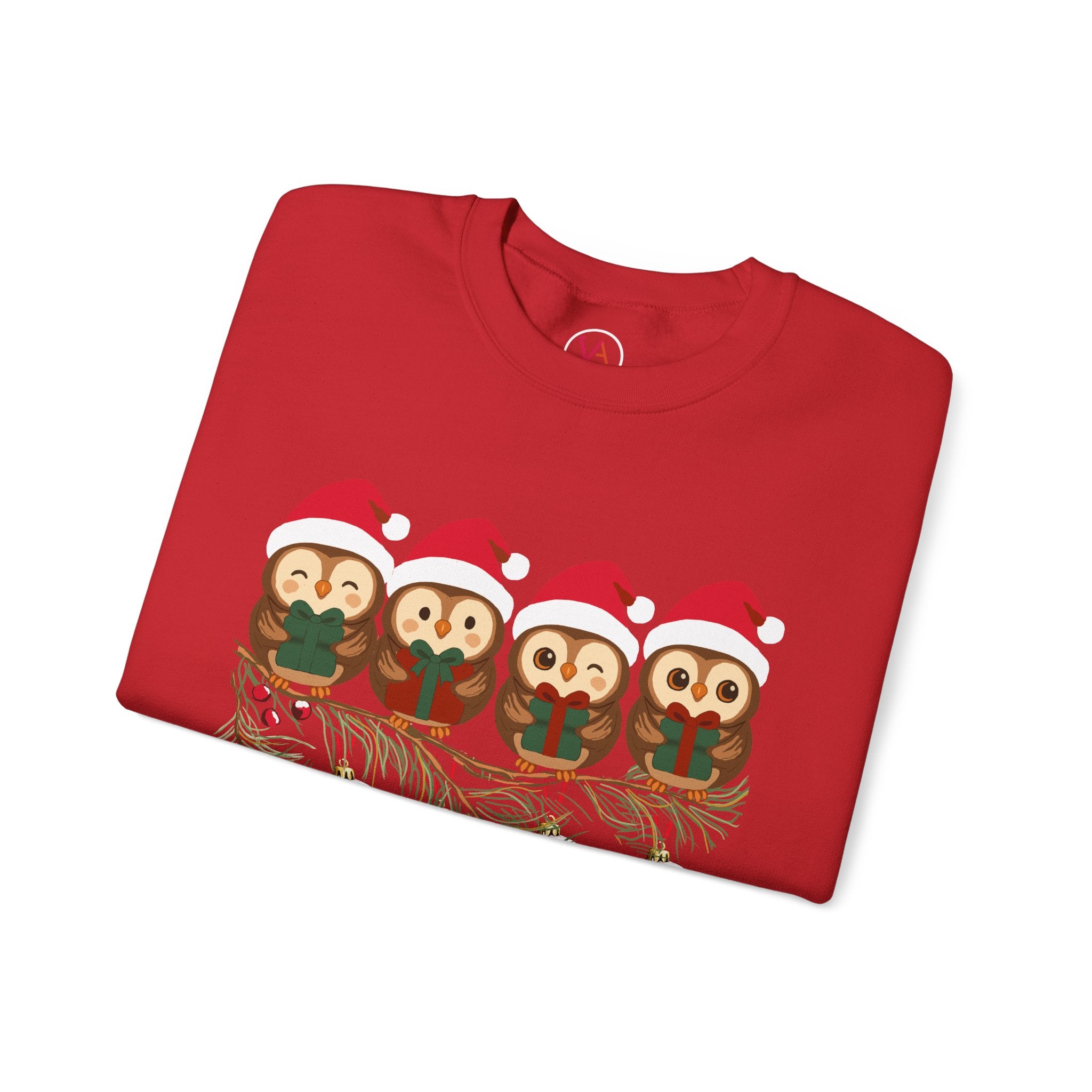 Festive Cheerful Owls Holiday Sweatshirt