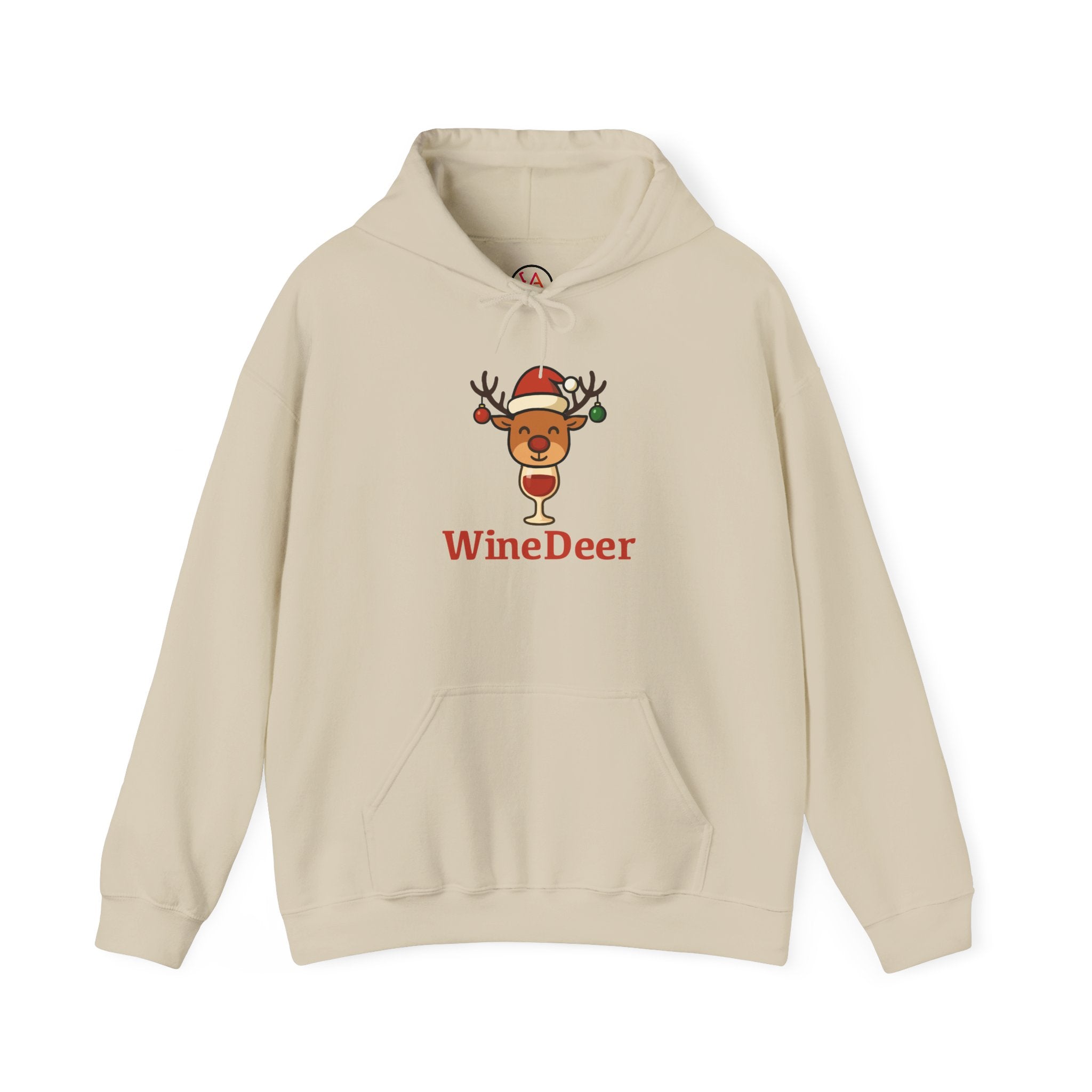WineDeer Holiday Hoodie – Cute Santa Reindeer Wine Lover Sweatshirt