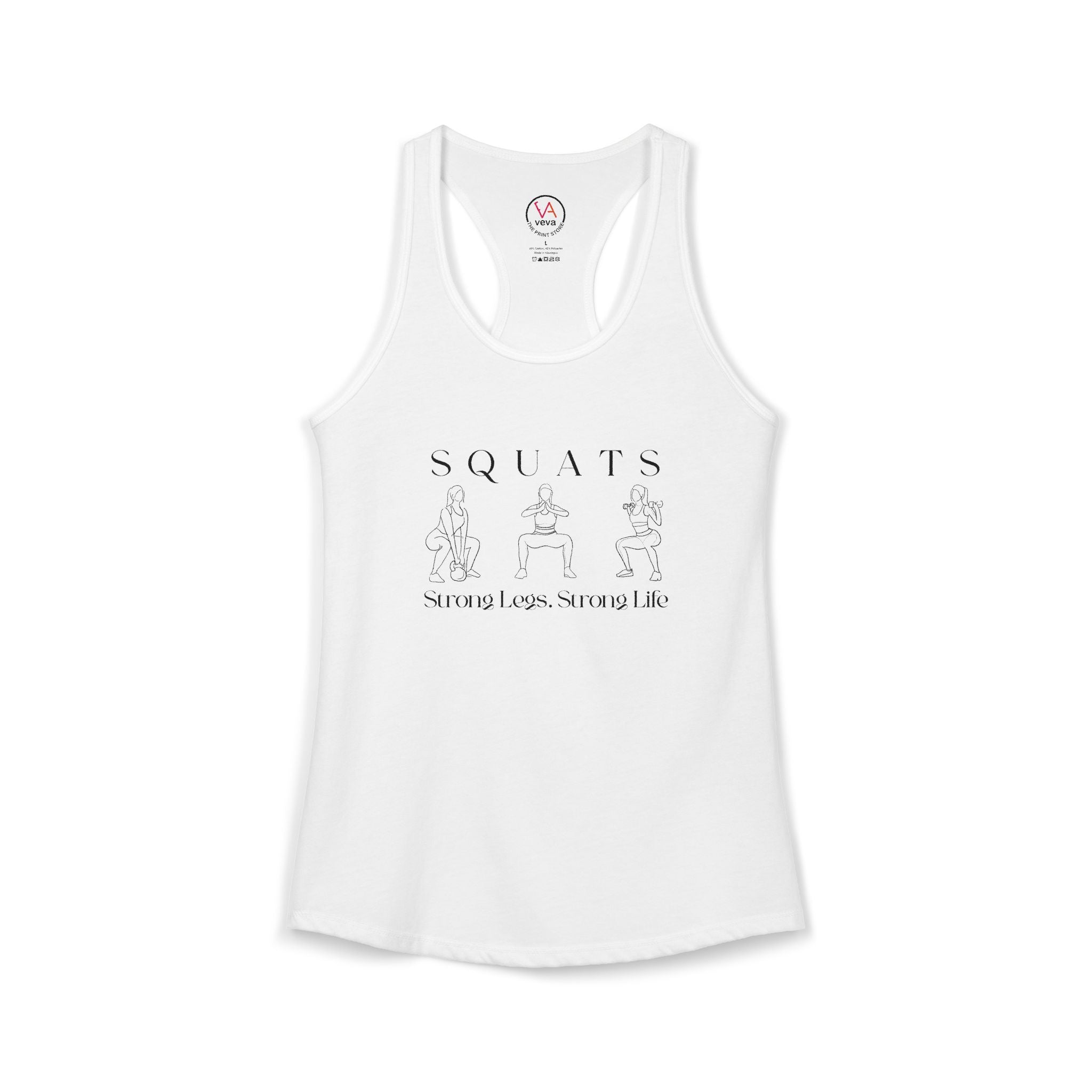 Squats. Strong Legs. Strong Life. – Women’s Racerback Tank