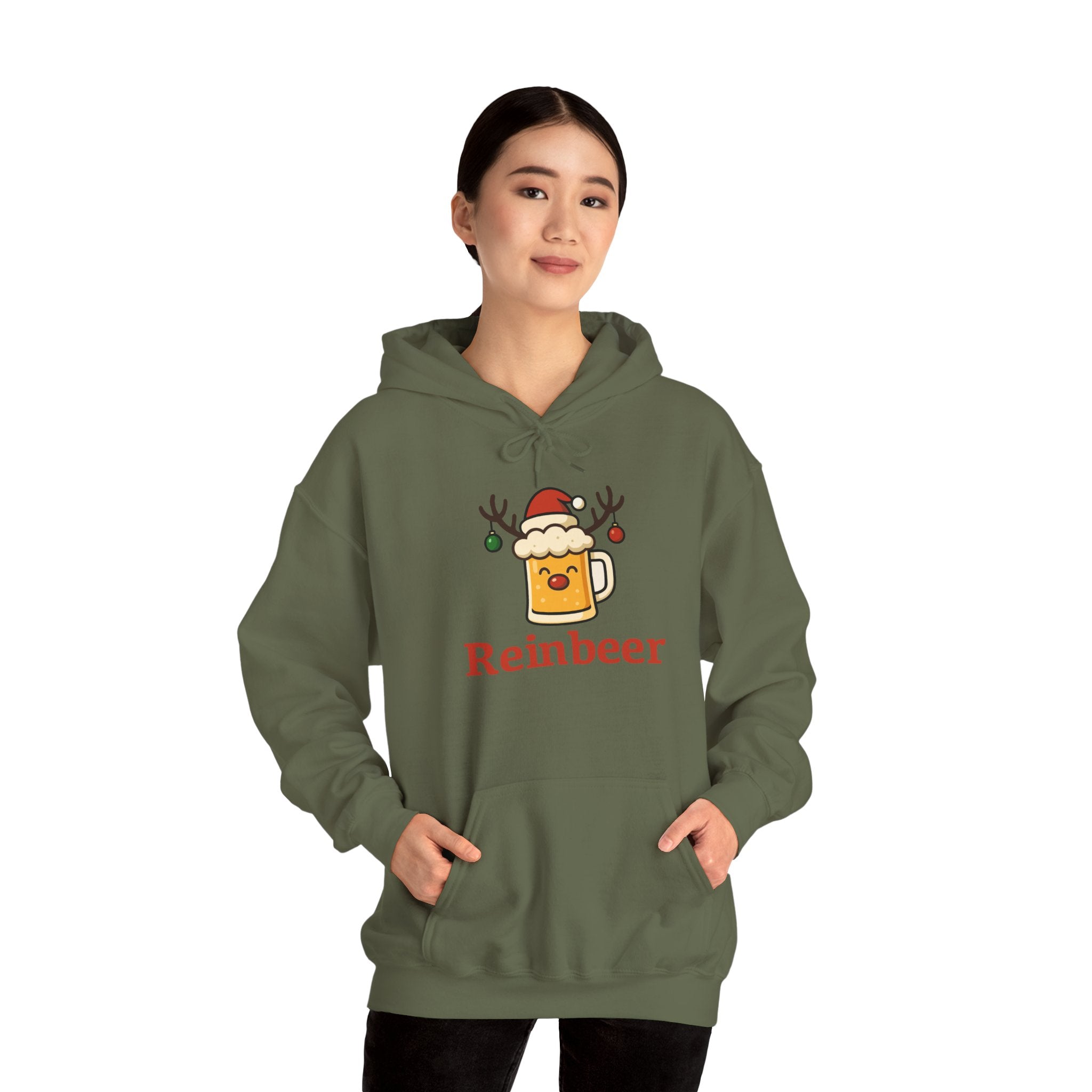 Cozy Christmas 'Reinbeer Mug' Hoodie — Holiday Reindeer Beer Sweatshirt