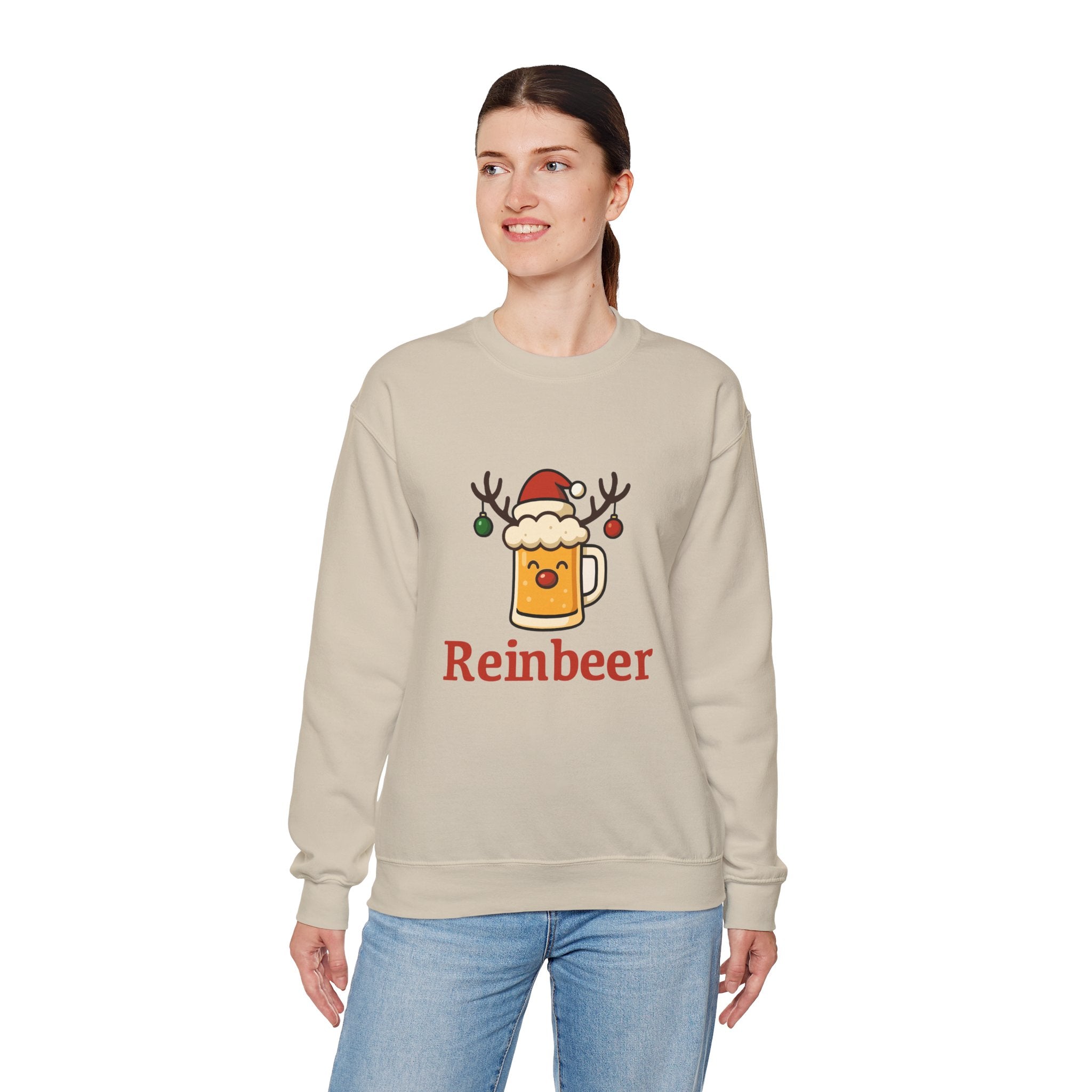 Christmas Reindeer Beer Sweatshirt — Festive Holiday Crewneck