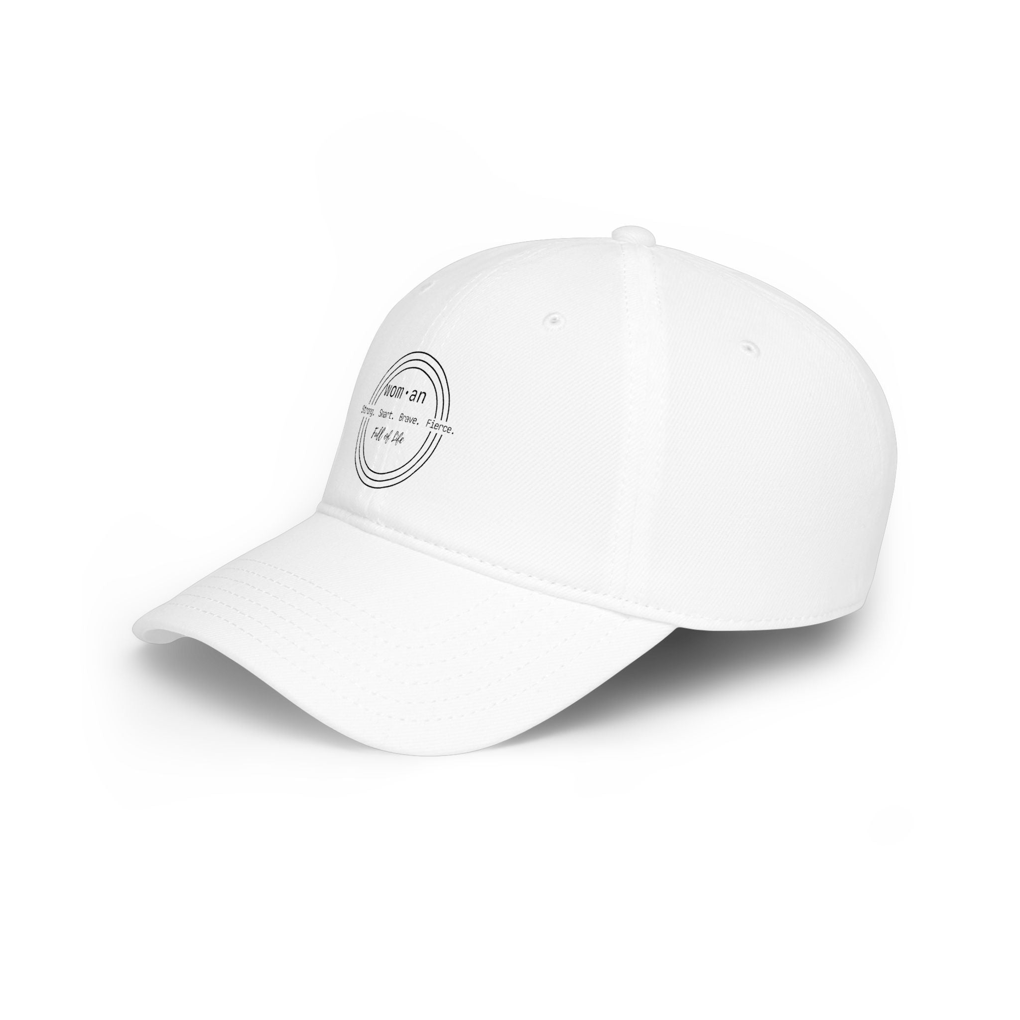 Minimalist 'Woman: strong, smart, brave, fierce, full of life' Baseball Cap