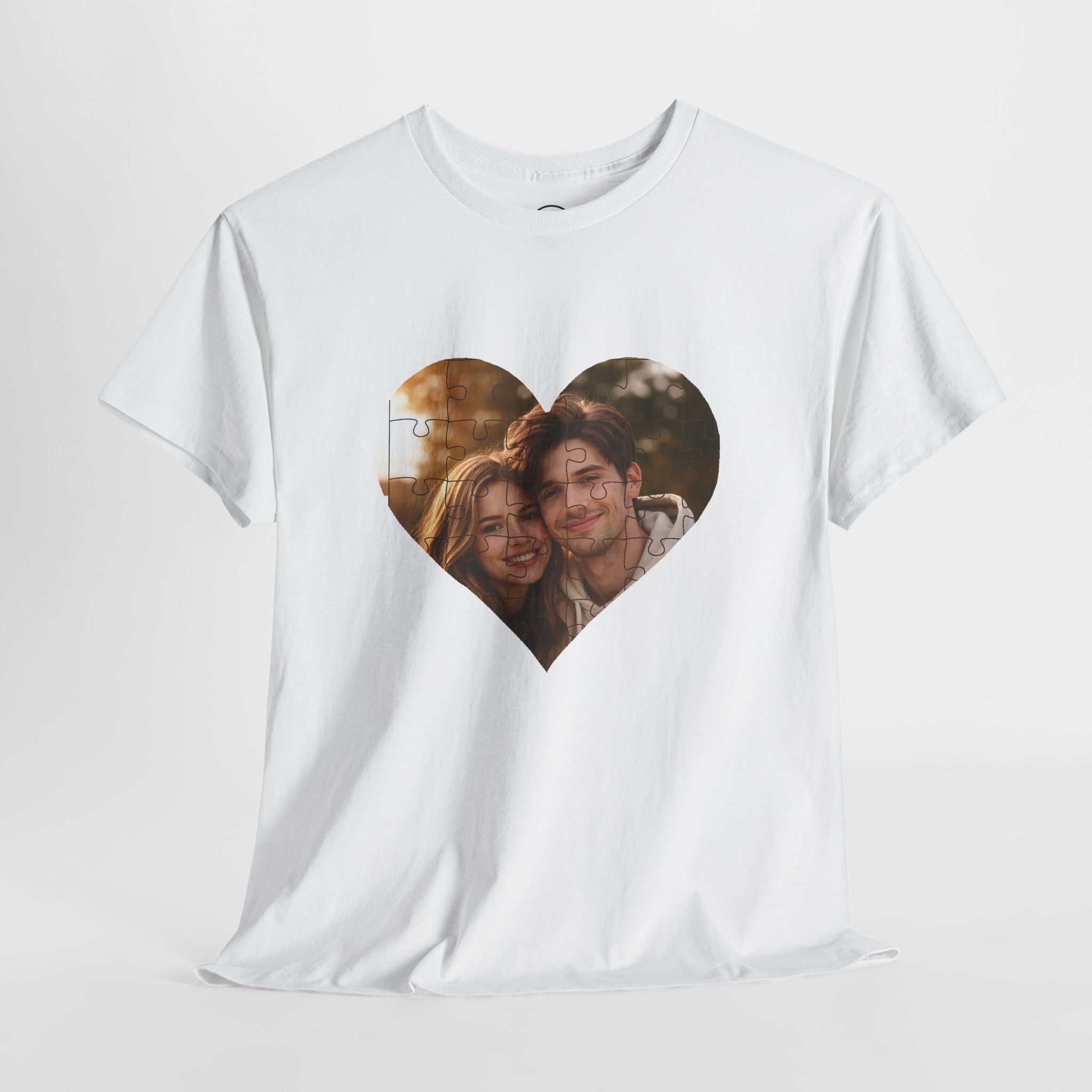 Personalized Puzzle Heart Photo Collage T-Shirt – Custom Picture Tee